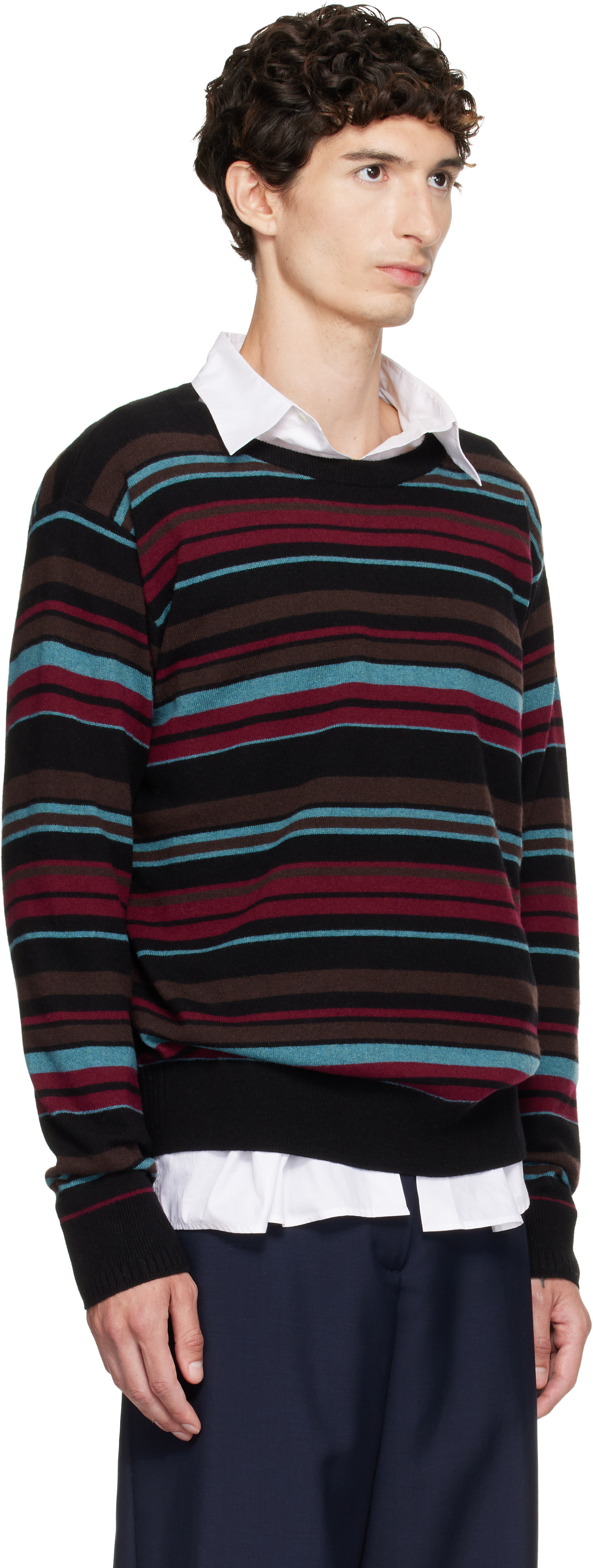 Dries Van Noten - Pull noir à rayures