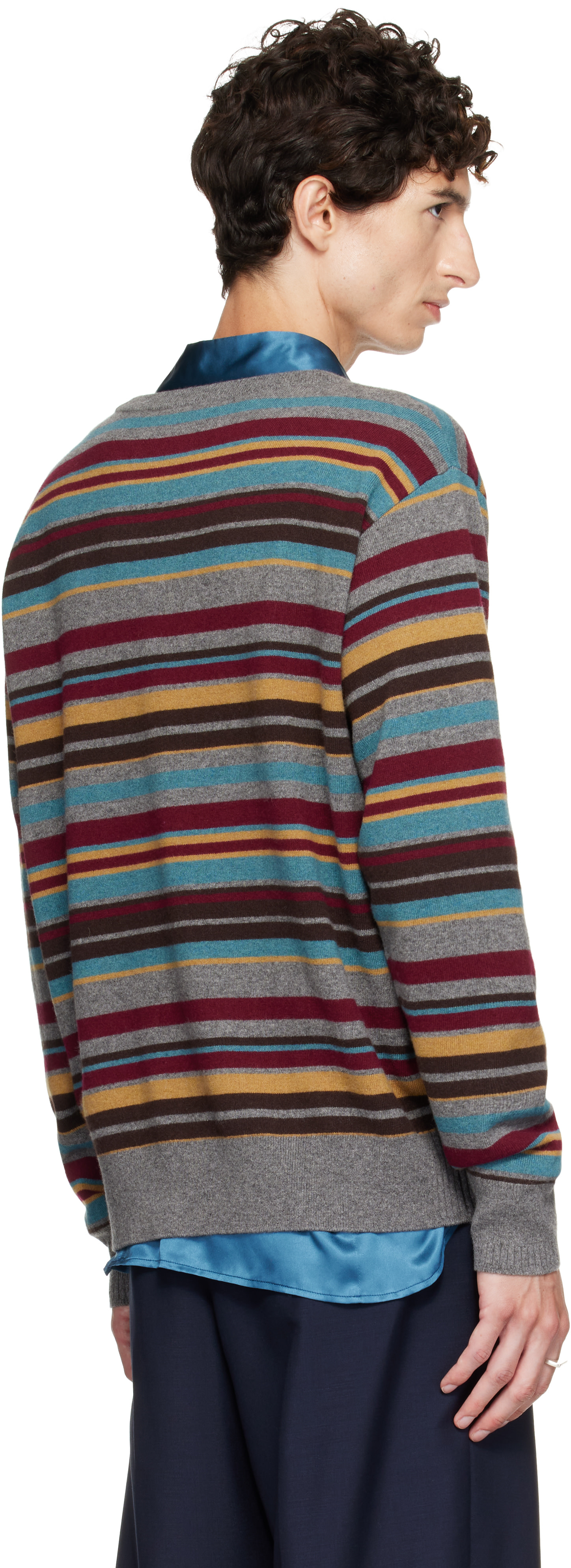 Dries Van Noten - Pull gris à rayures