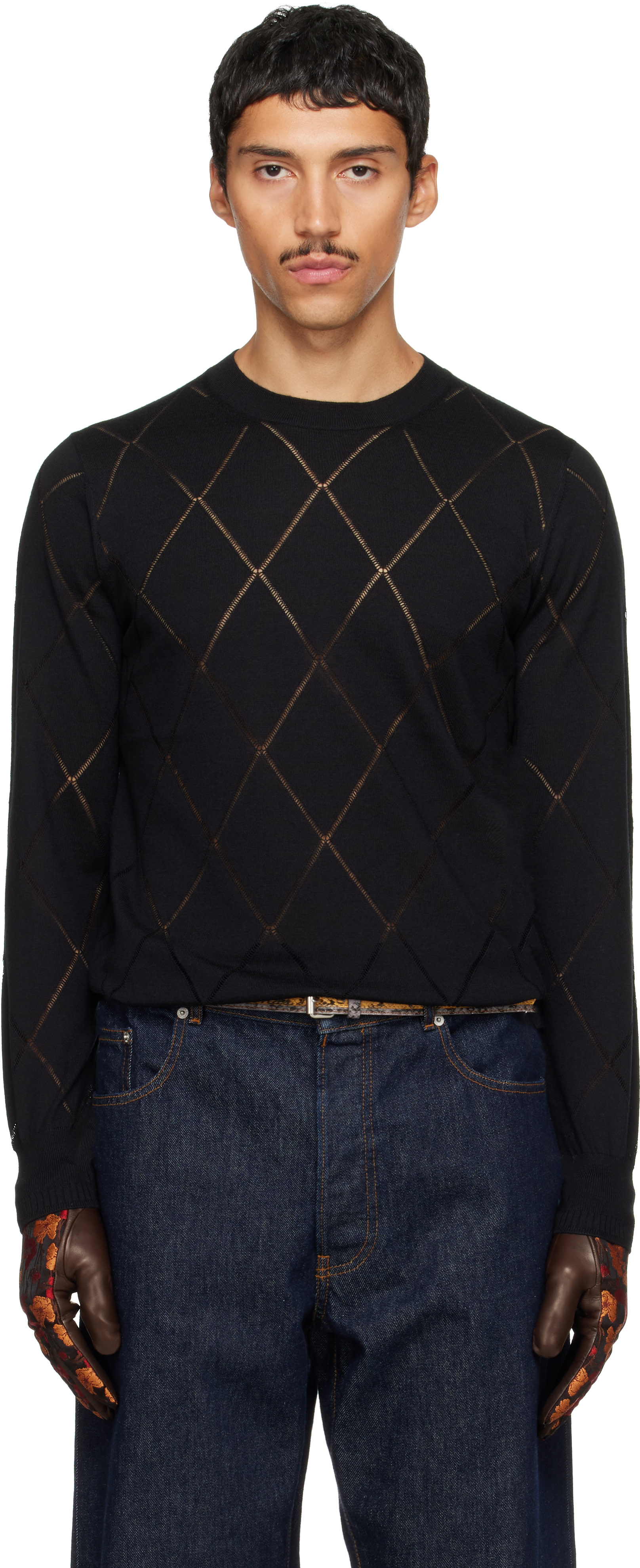 Dries Van Noten - Pull noir en laine