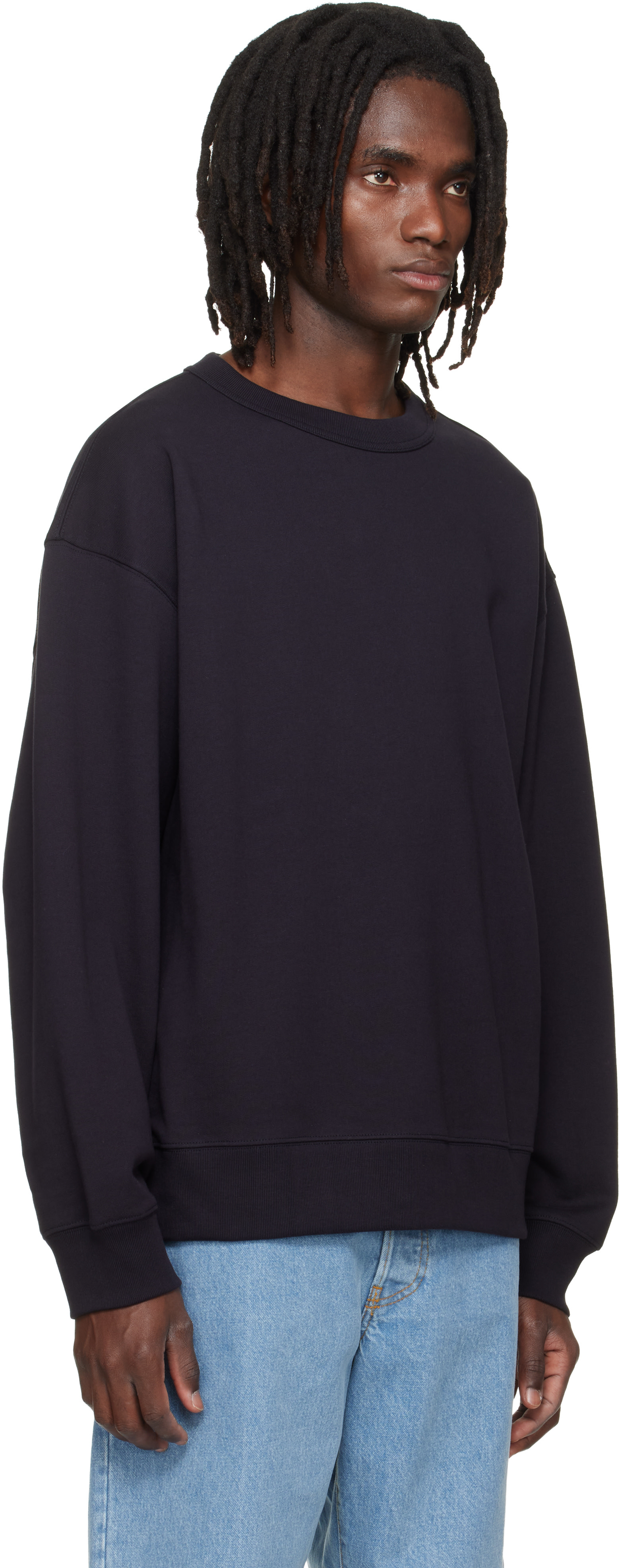 Dries Van Noten - Pull molletonné surdimensionné bleu marine