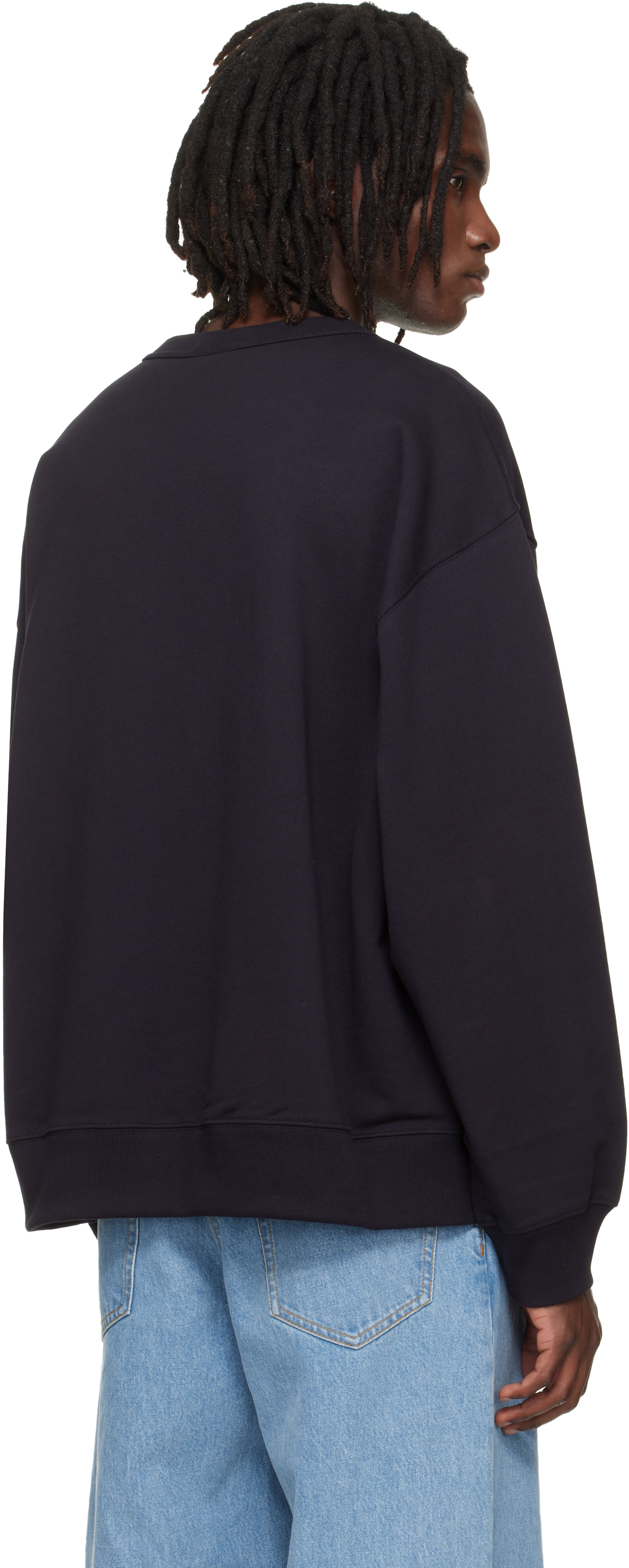 Dries Van Noten - Pull molletonné surdimensionné bleu marine