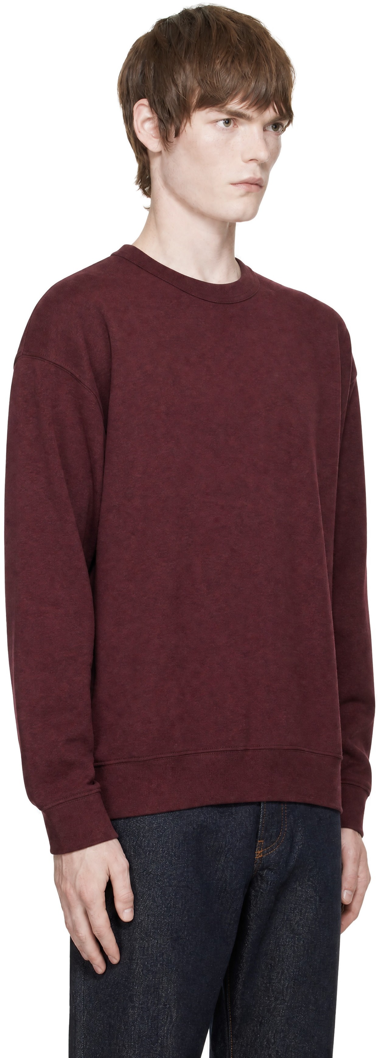 Dries Van Noten - Pull molletonné surdimensionné bourgogne en coton