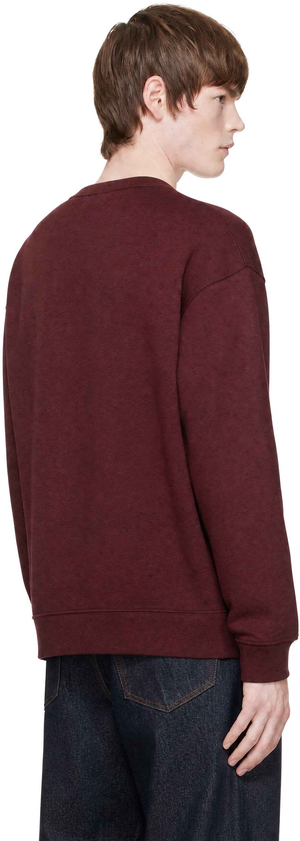 Dries Van Noten - Pull molletonné surdimensionné bourgogne en coton