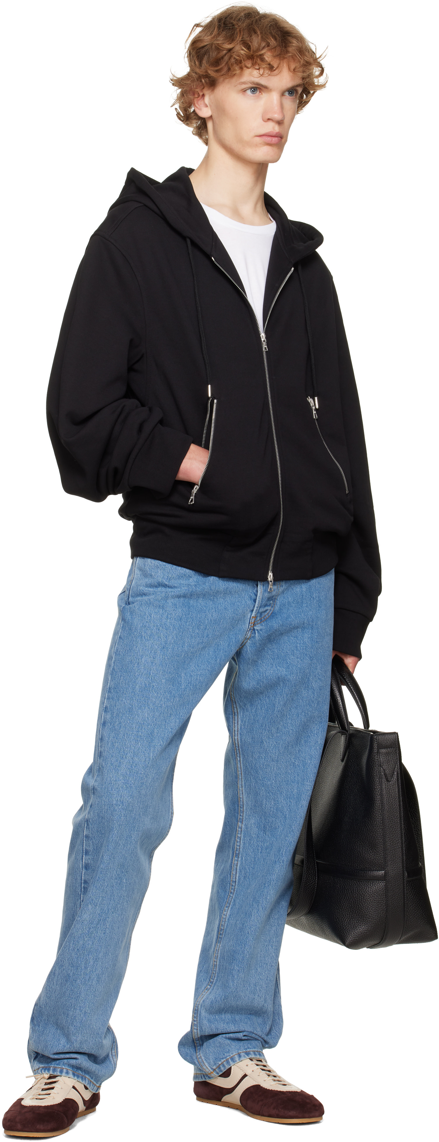 Dries Van Noten - Pull à capuche noir à glissière