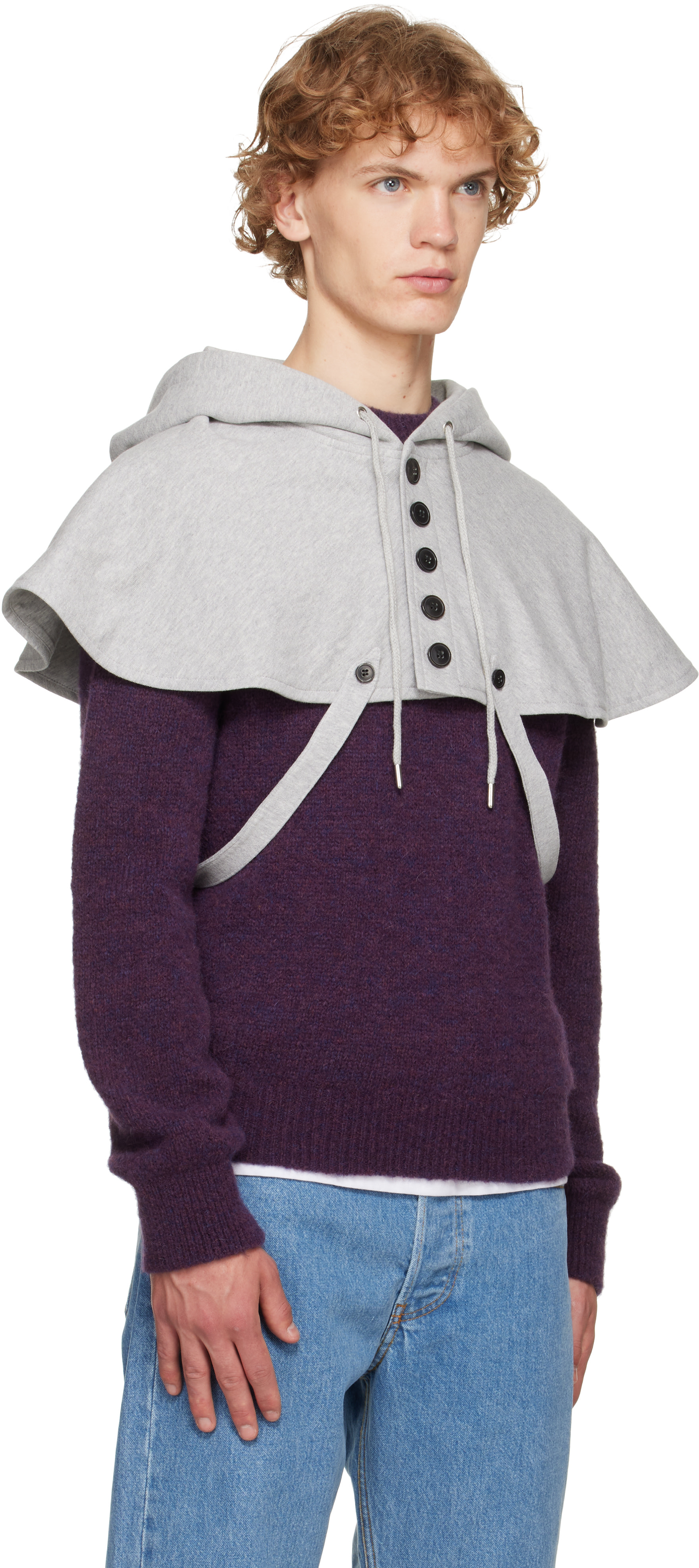m*k様 Dries Van Noten Hooded Coat size M Dries Van Noten: Gray Cape Hoodie | SSENSE