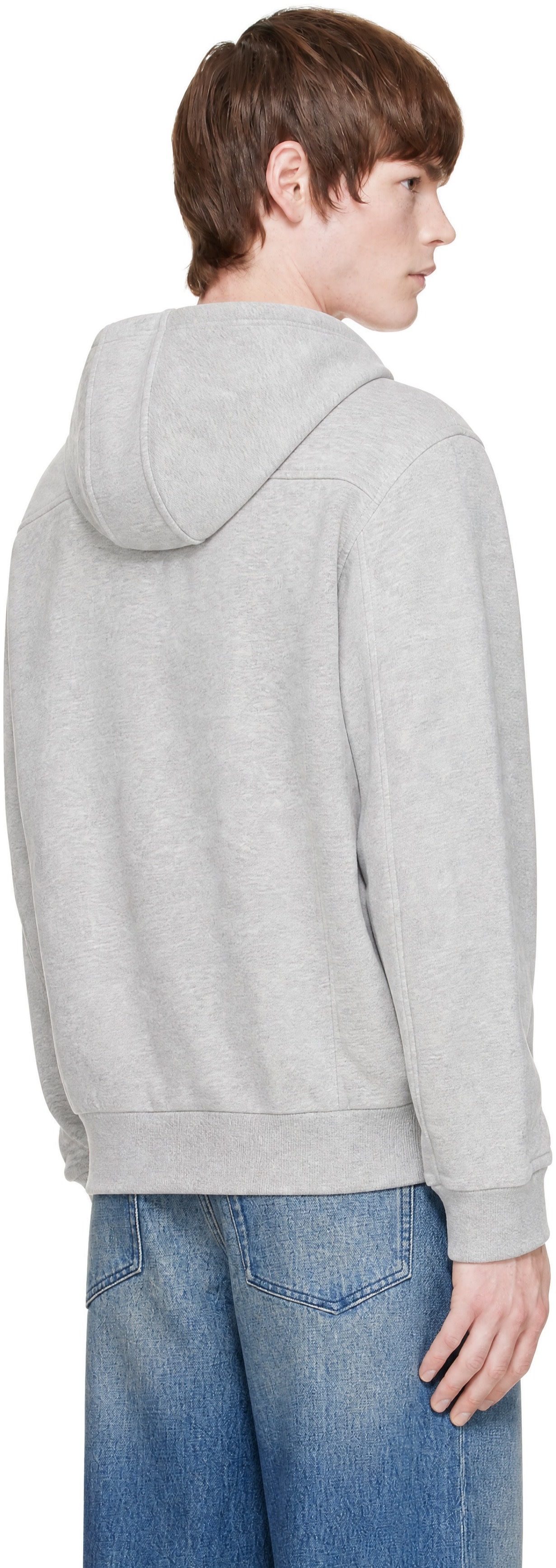 Dries Van Noten - Pull à capuche décontracté gris à glissière