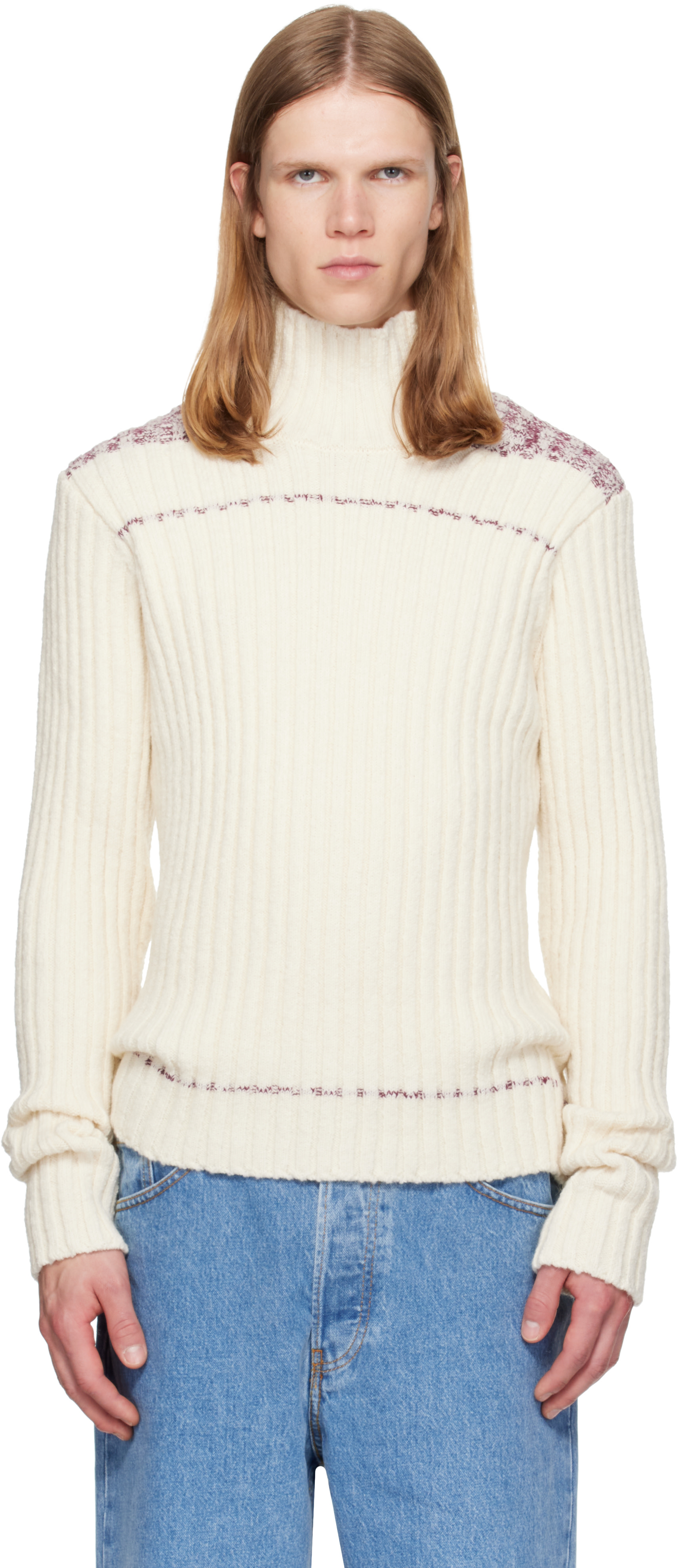Dries Van Noten - Off-White Rib-Knit Wool Turtleneck