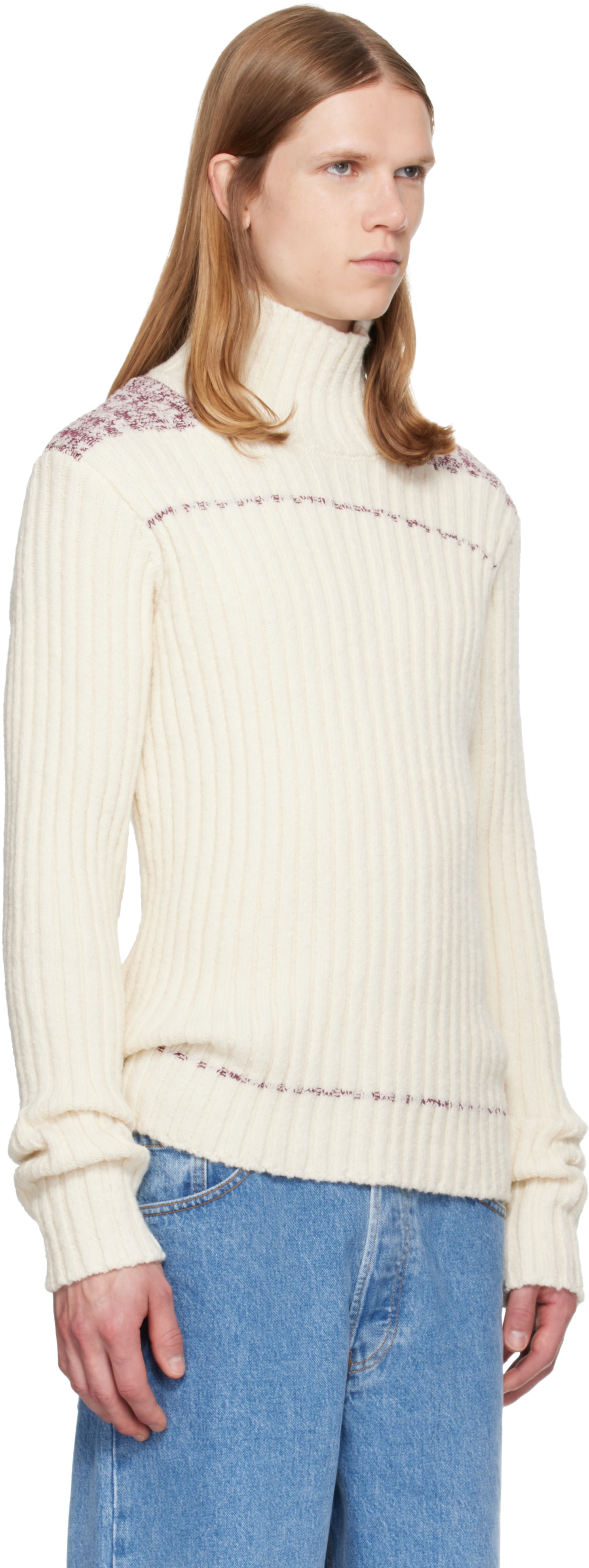 Dries Van Noten - Off-White Rib-Knit Wool Turtleneck