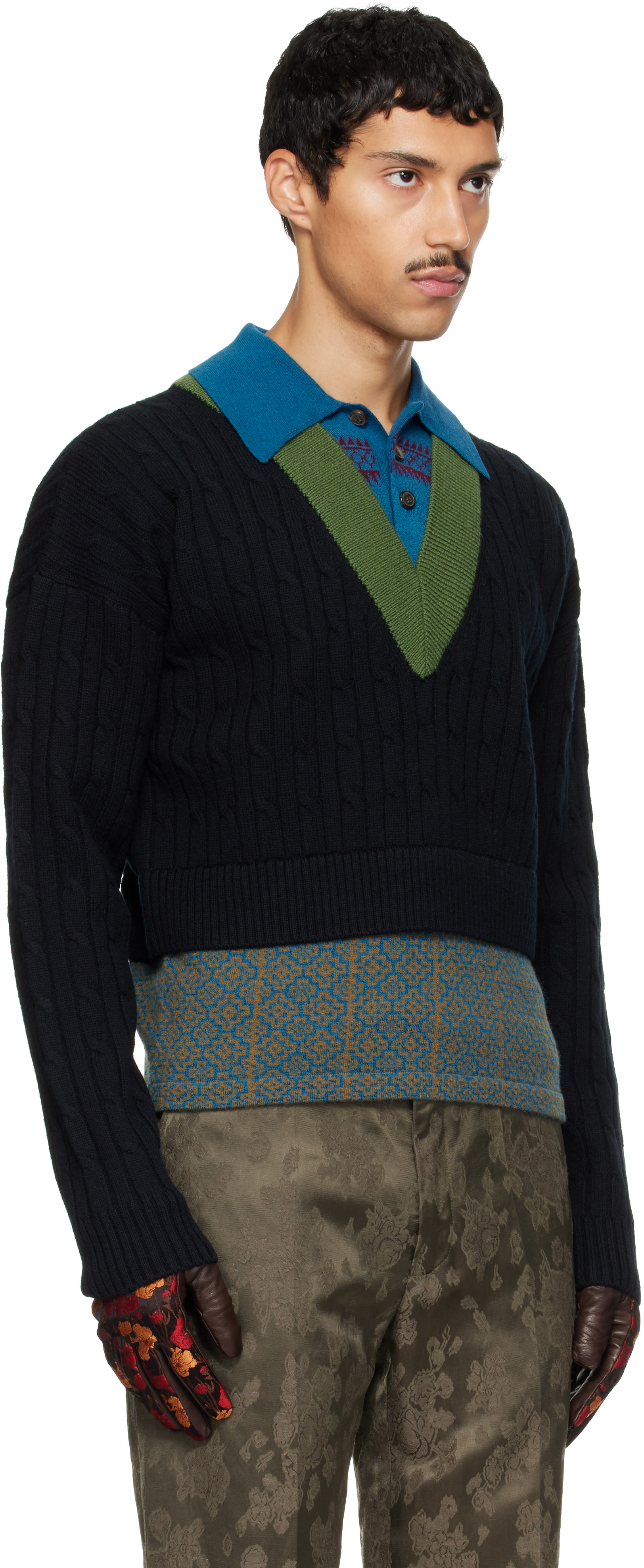 Dries Van Noten - Black Layered Wool Polo
