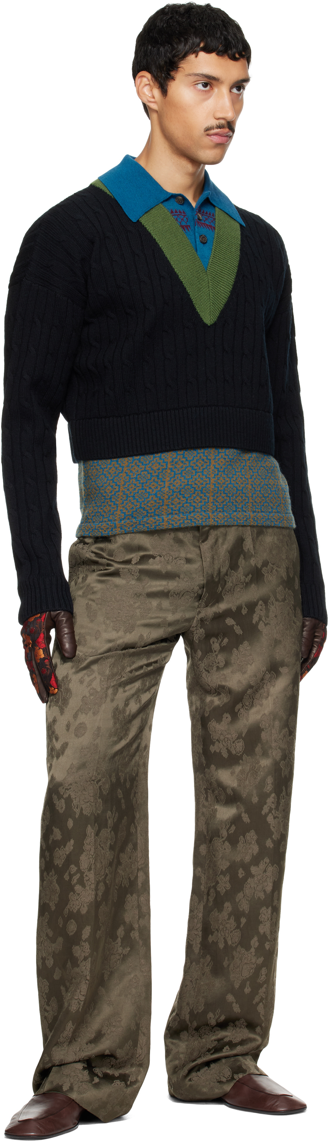 Dries Van Noten - Black Layered Wool Polo
