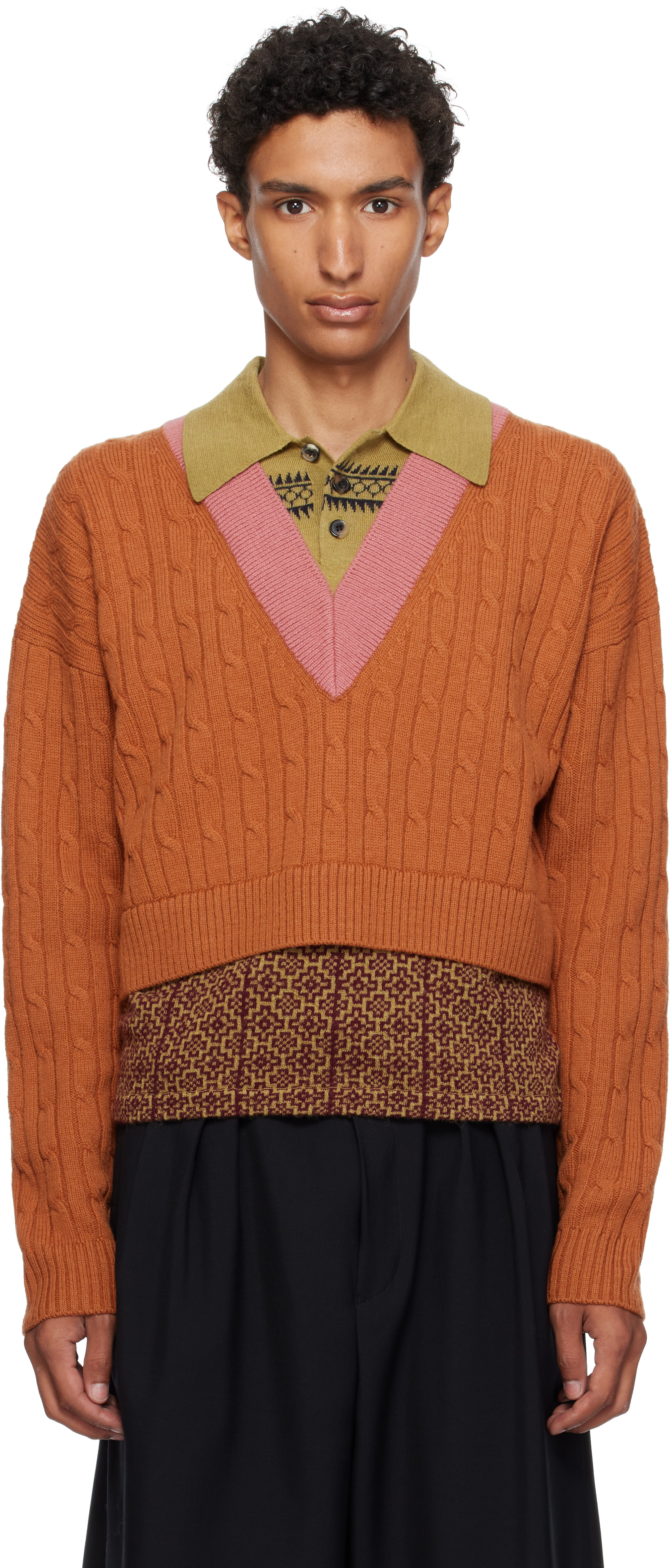 Dries Van Noten - Orange Layered Wool Sweater