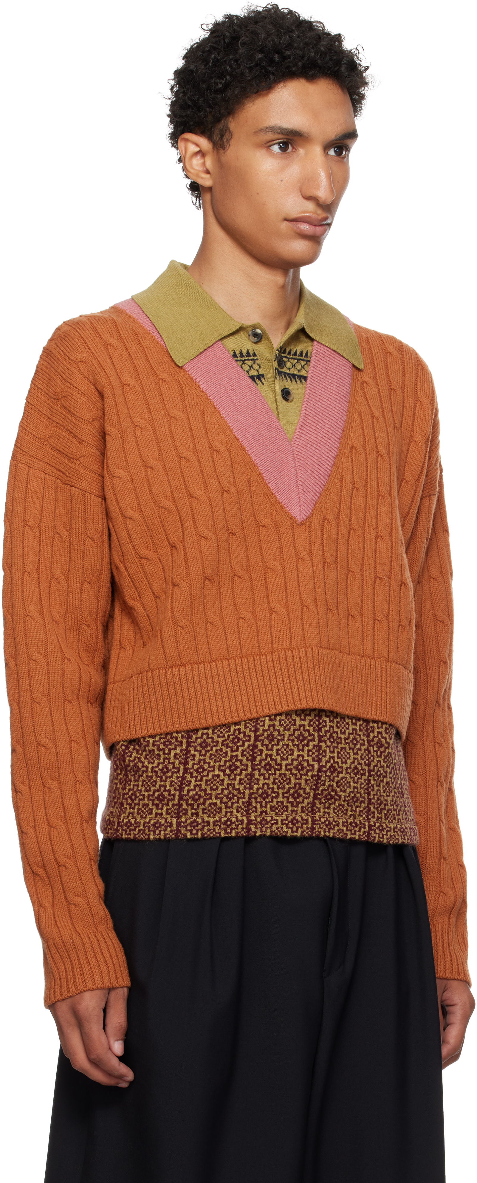 Dries Van Noten - Orange Layered Wool Sweater