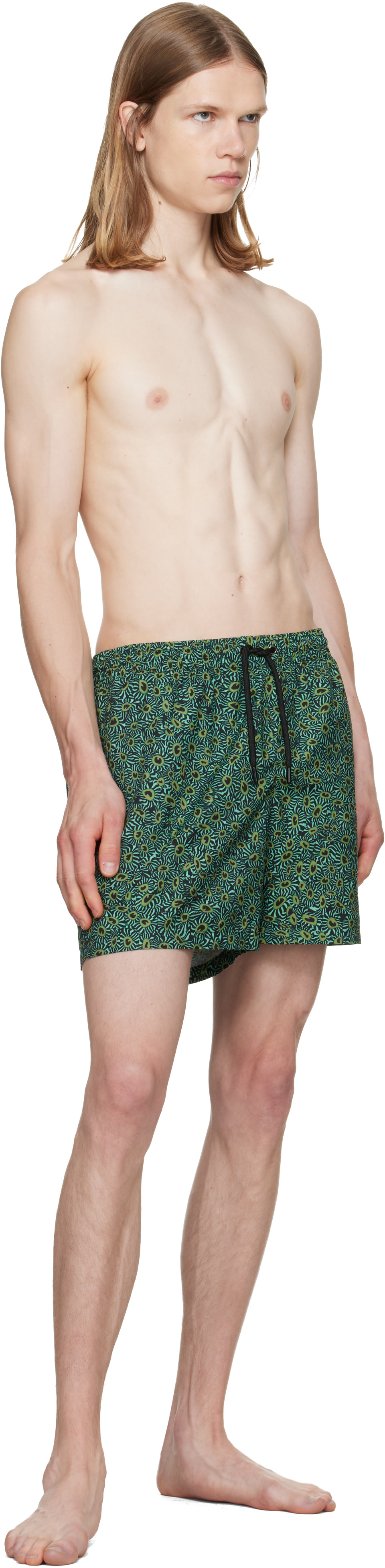 Dries Van Noten: Green Printed Swim Shorts | SSENSE