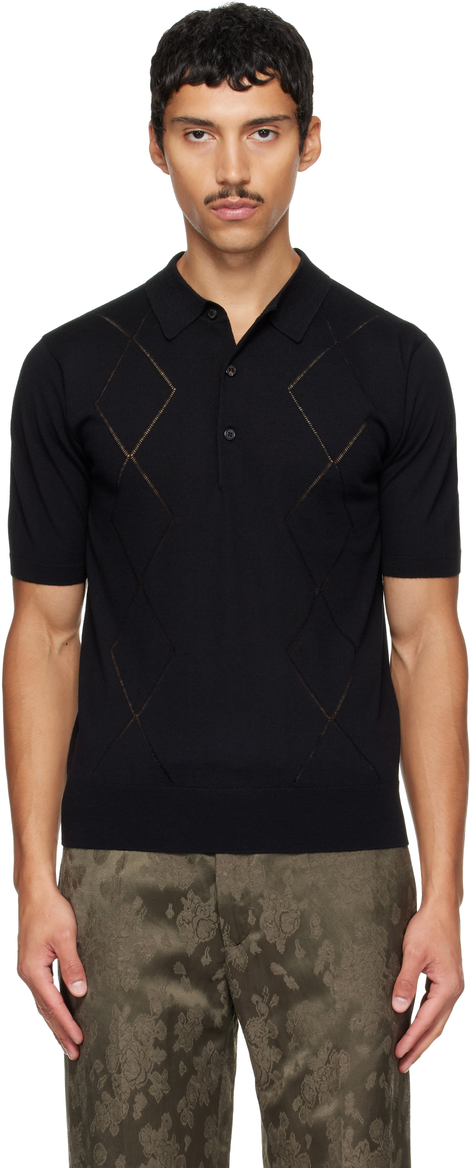 Dries Van Noten - Black Wool Polo