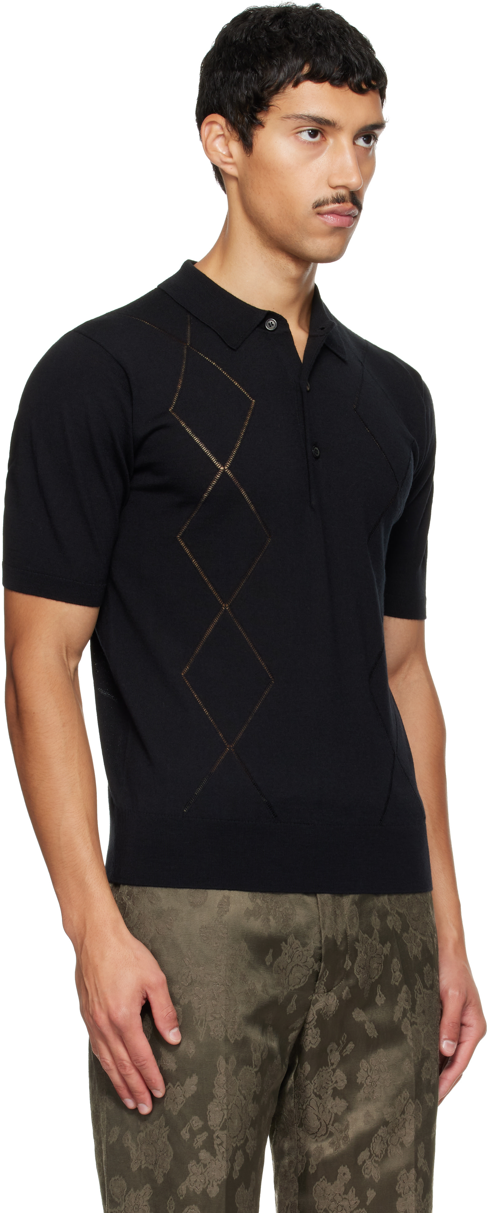Dries Van Noten - Black Wool Polo
