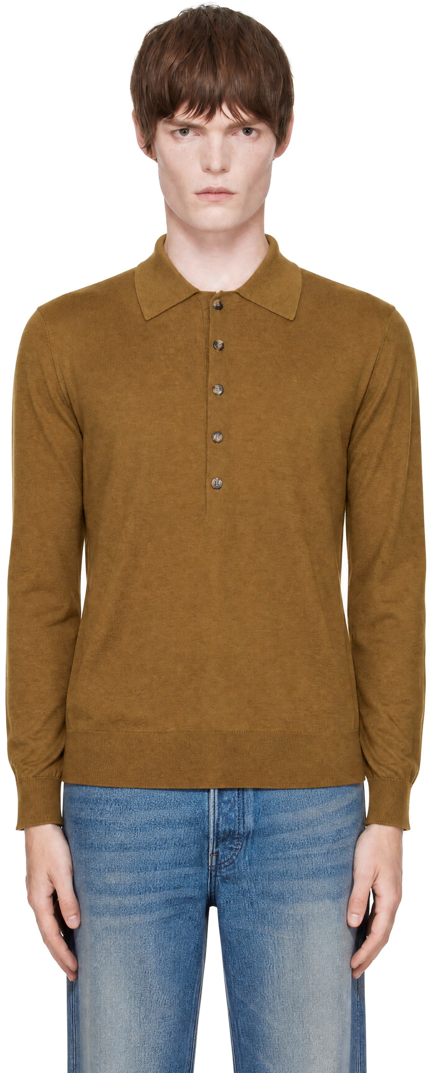 Dries Van Noten - Khaki Wool Polo