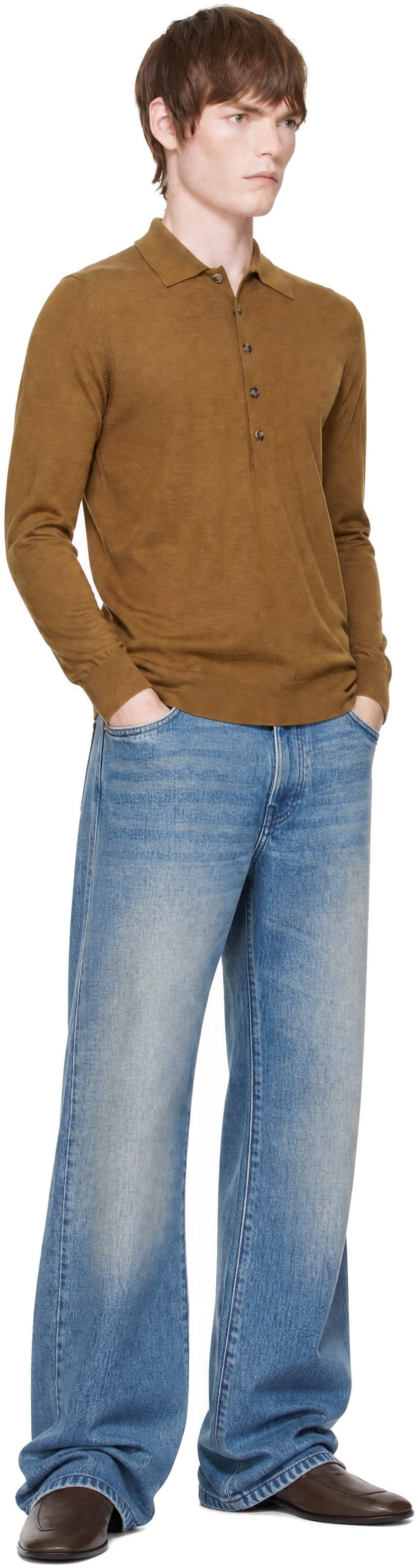 Dries Van Noten - Khaki Wool Polo