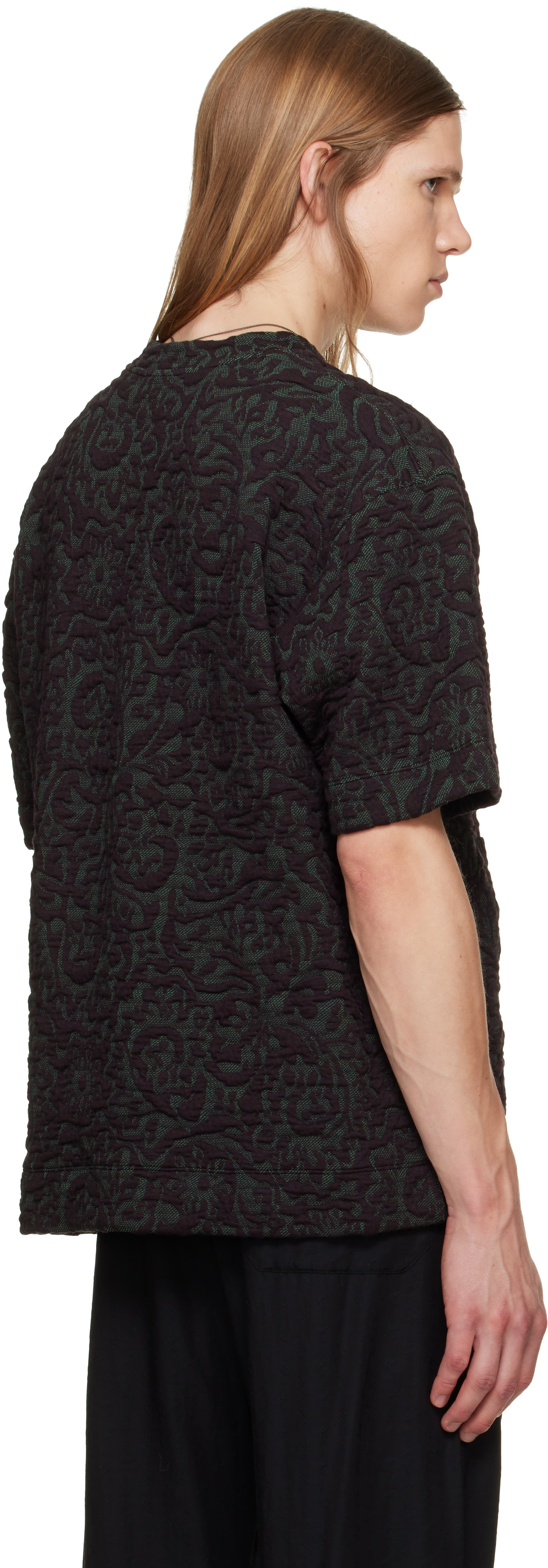 Dries Van Noten: Burgundy Jacquard T-shirt | SSENSE