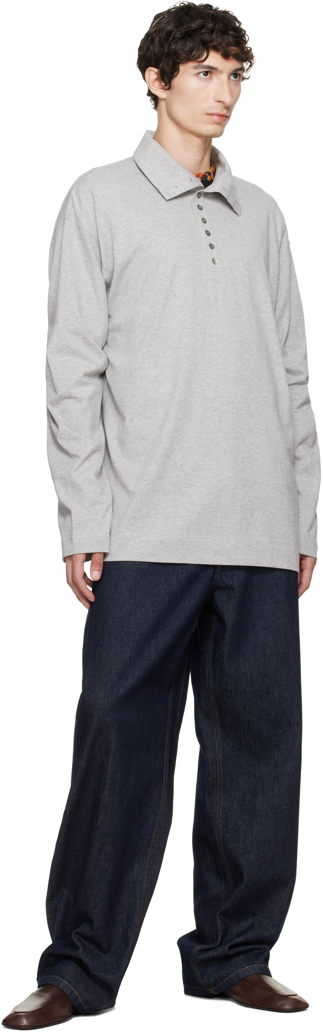 Dries Van Noten - Polo gris en coton