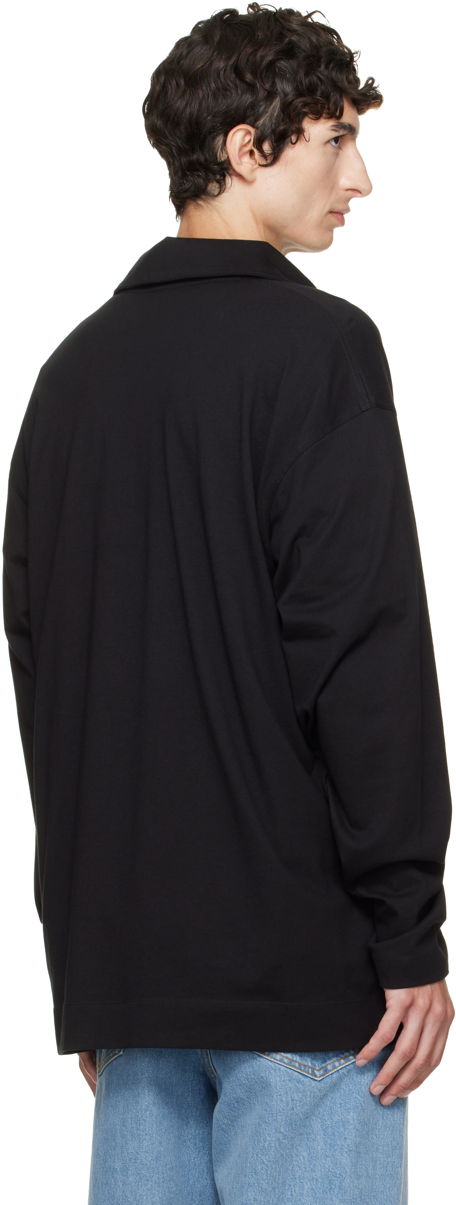 Dries Van Noten: Black Cotton Polo | SSENSE