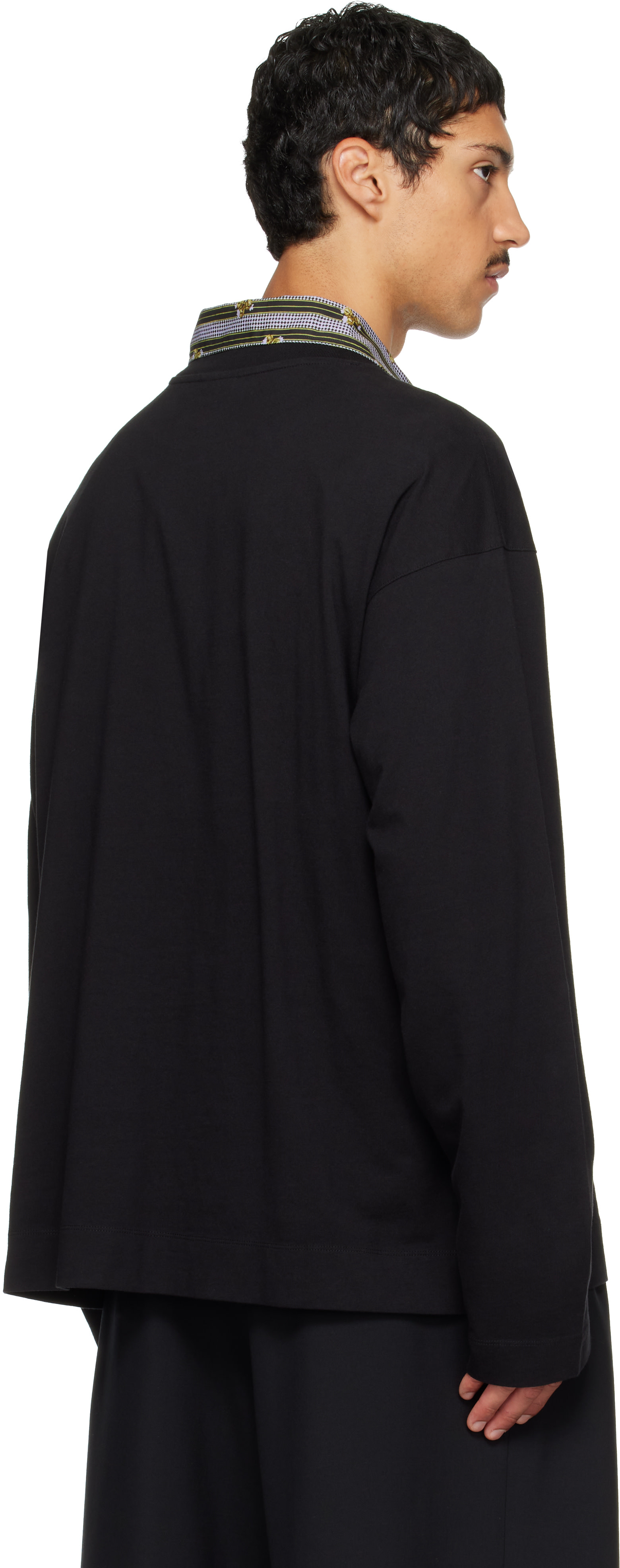 Dries Van Noten: Black Long Sleeve Cotton T-shirt | SSENSE Austria