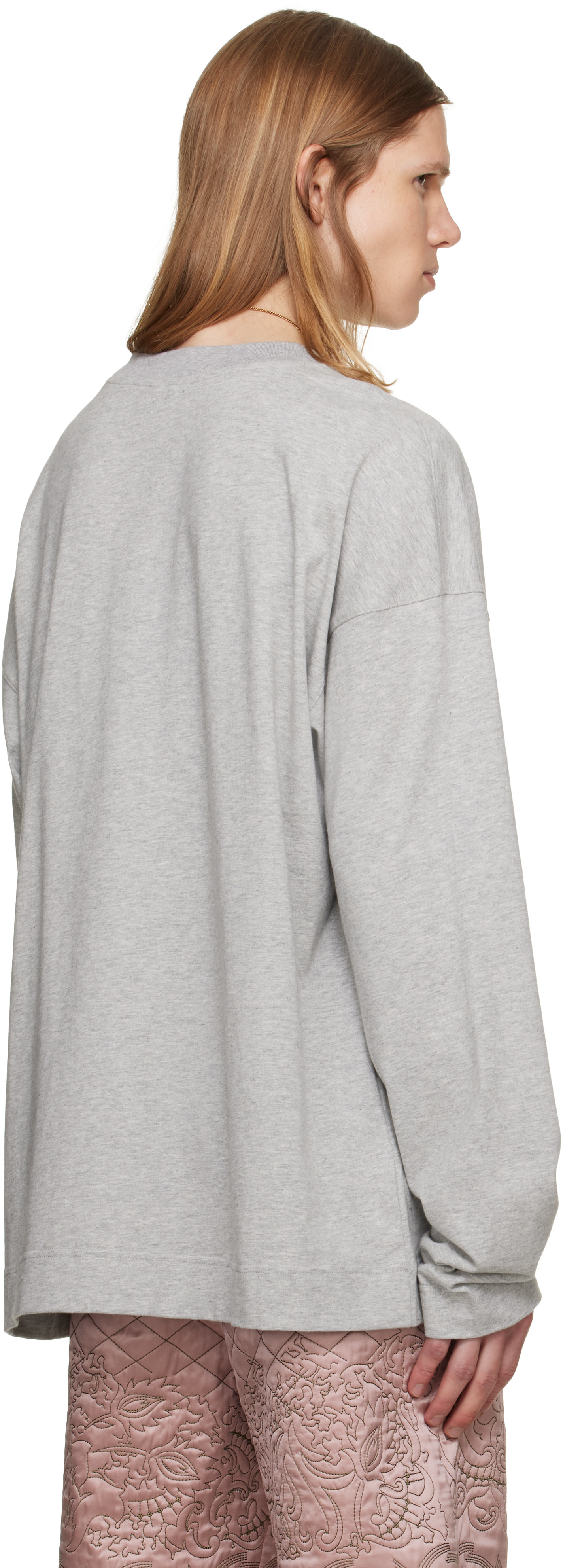 Dries Van Noten: Gray Embroidered T-shirt | SSENSE