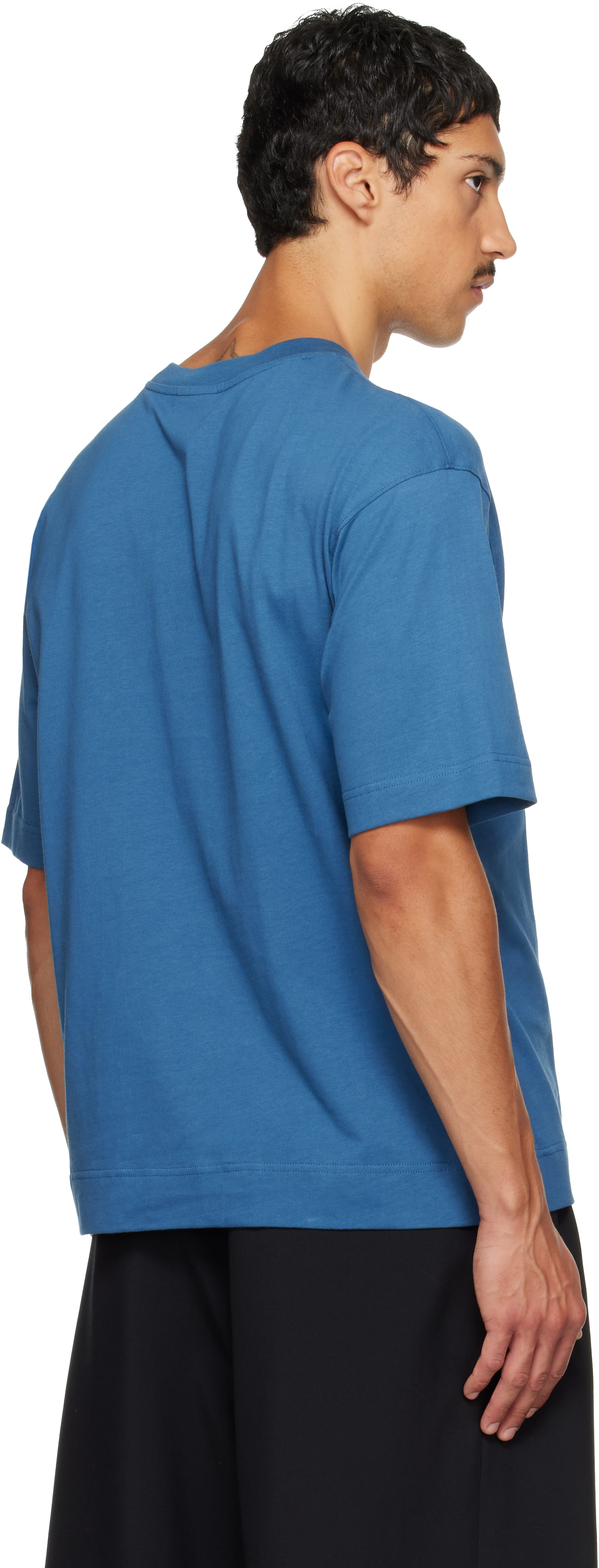 Dries Van Noten: Blue Embroidered T-shirt | SSENSE