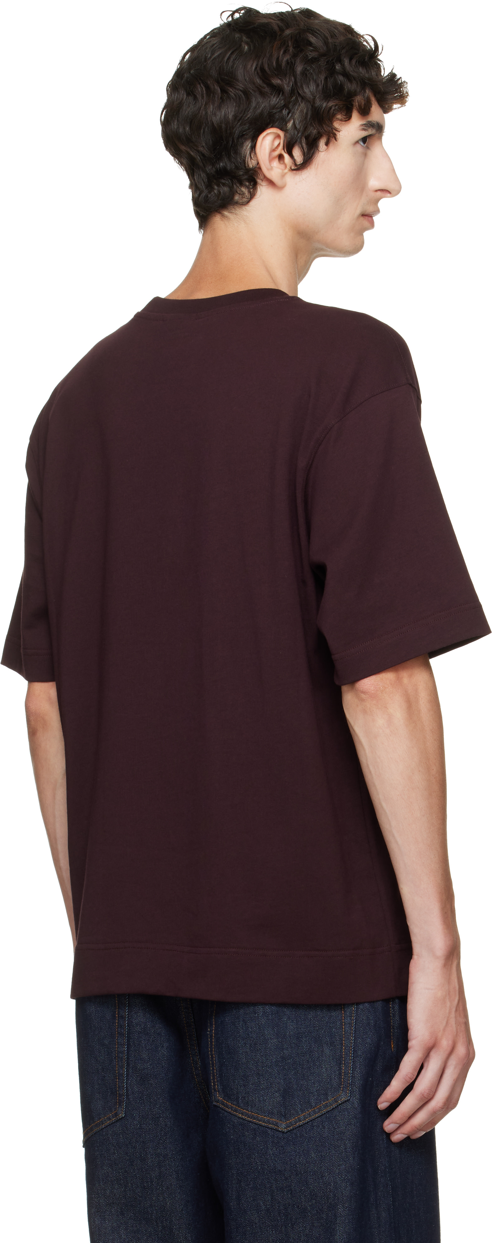 Dries Van Noten: Burgundy Fringed T-shirt | SSENSE