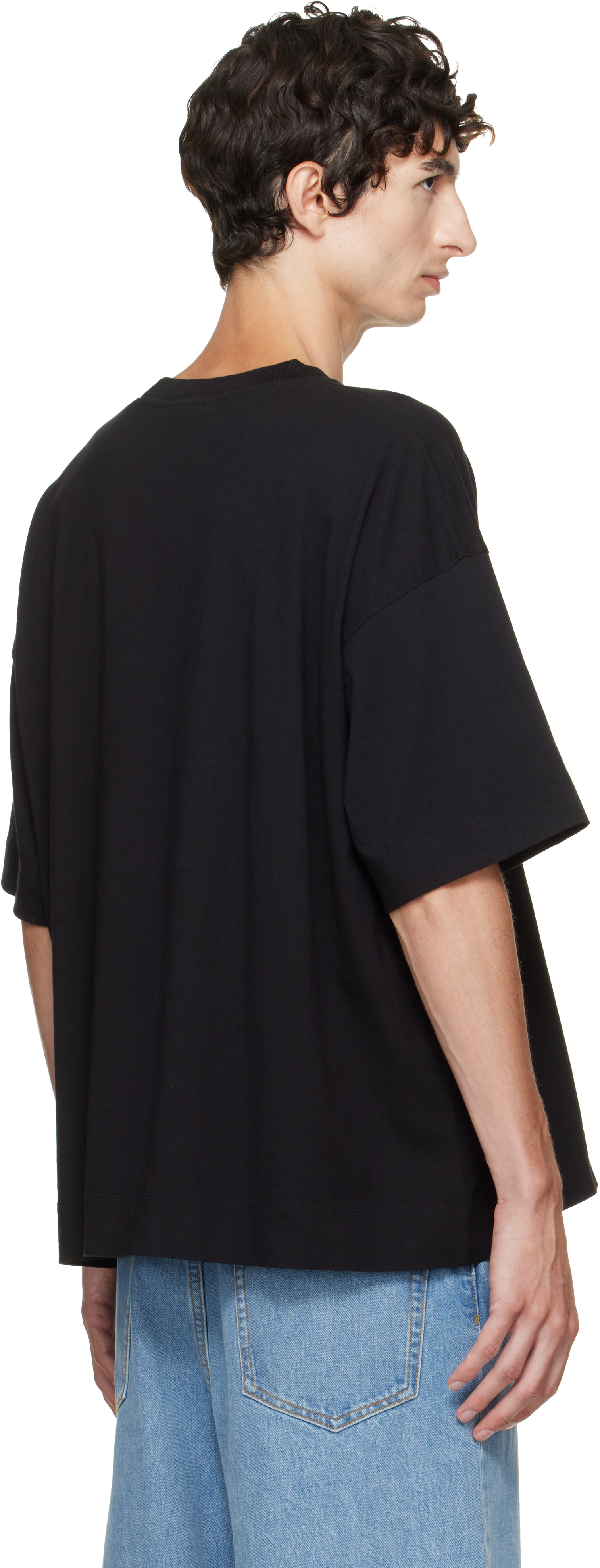 Dries Van Noten: Black Dropped Shoulder T-shirt | SSENSE
