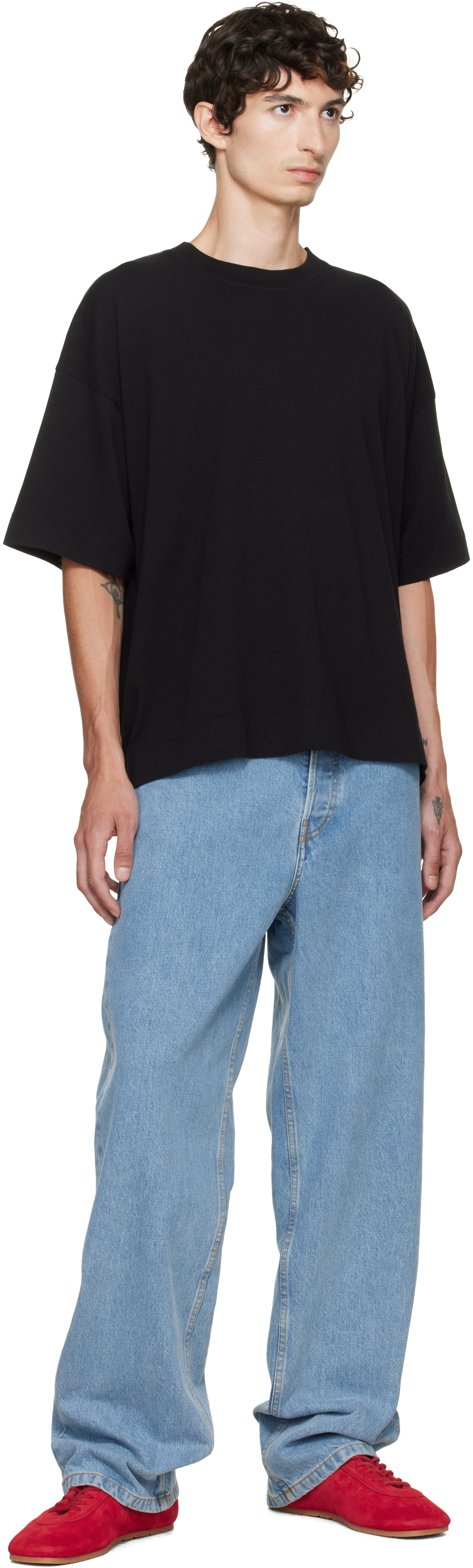Dries Van Noten: Black Dropped Shoulder T-shirt | SSENSE