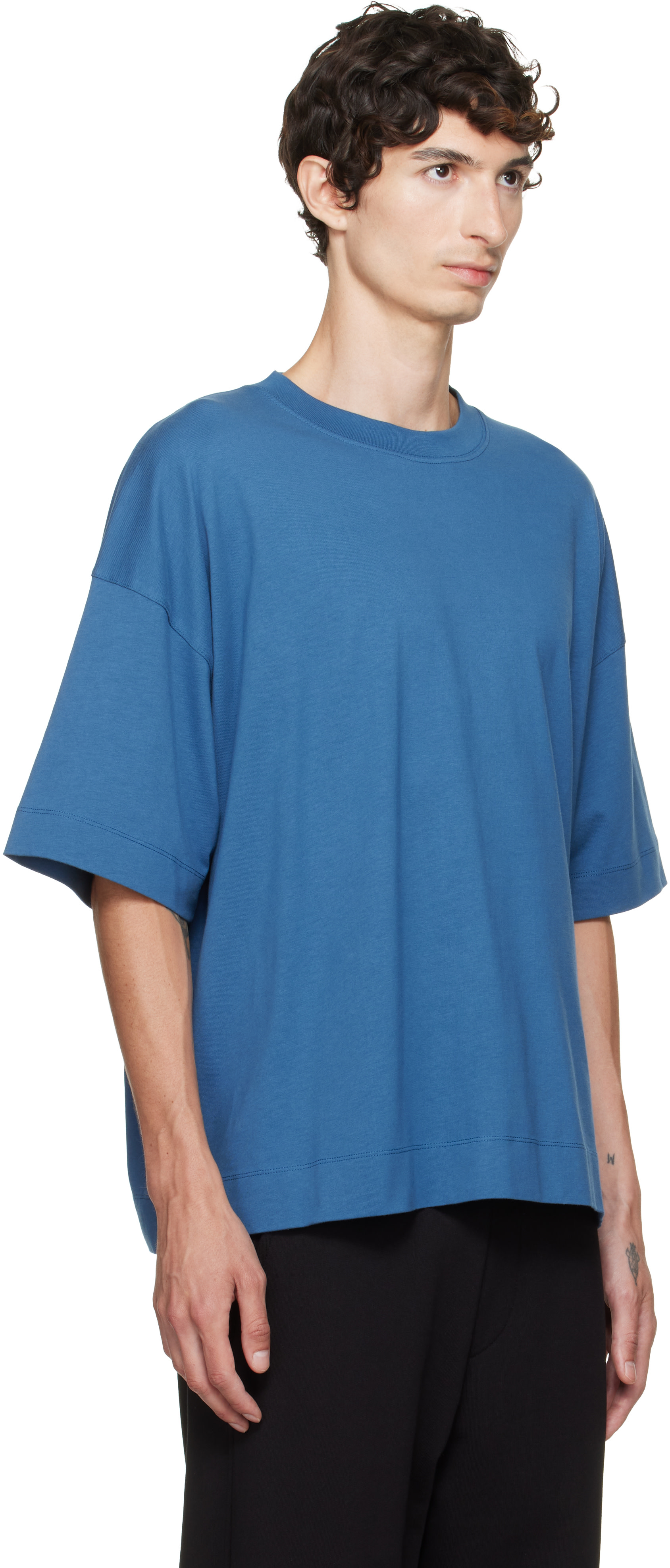 Dries Van Noten: Navy Dropped Shoulder T-shirt | SSENSE