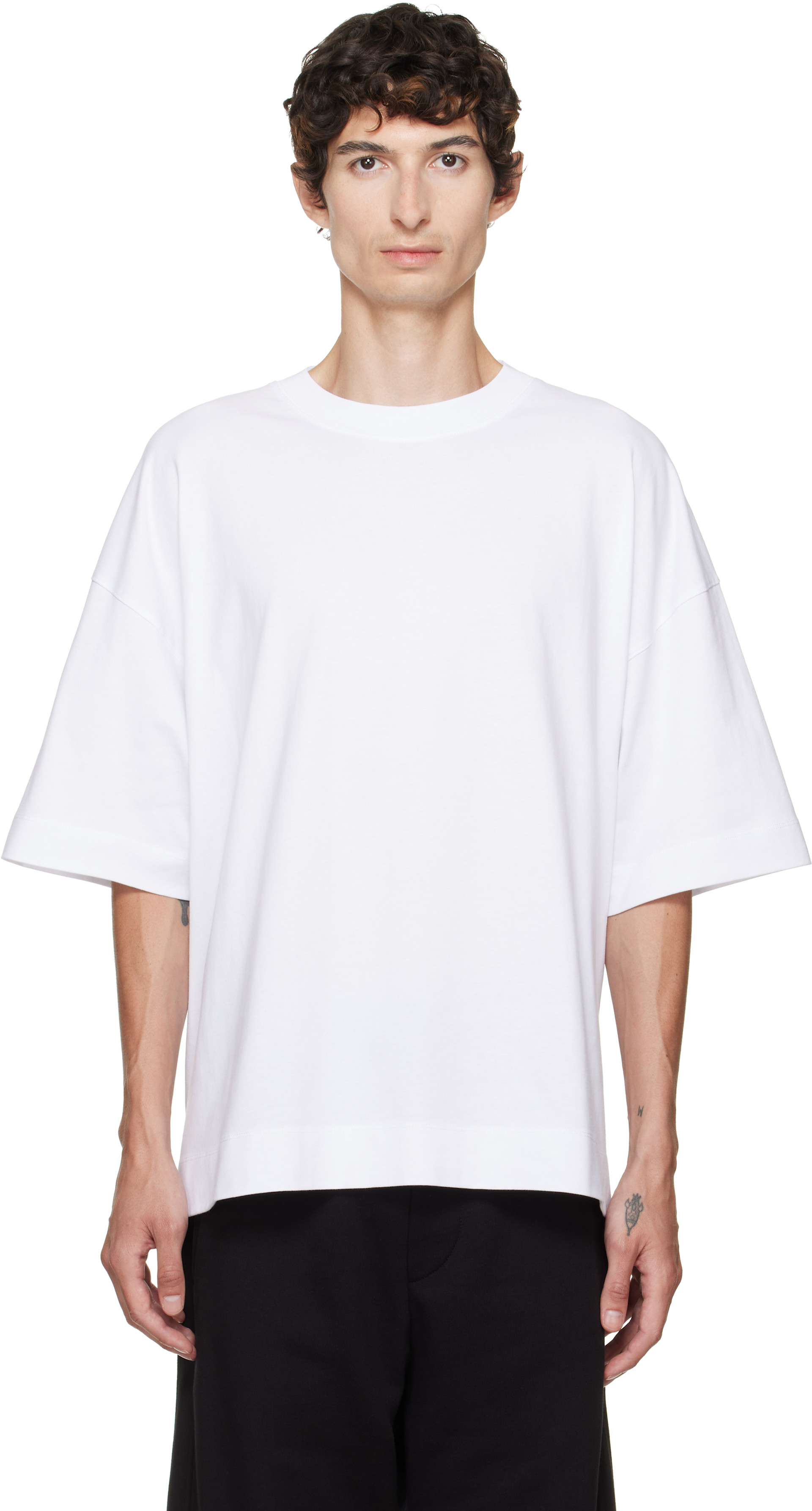 Dries Van Noten: White Dropped Shoulder T-shirt | SSENSE