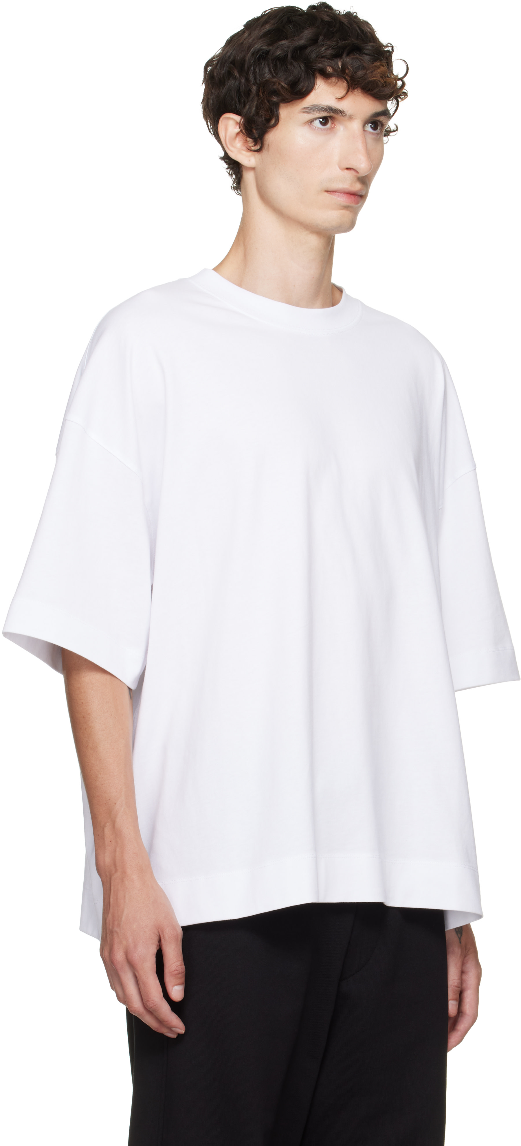 Dries Van Noten: ホワイト ドロップショルダー Tシャツ | SSENSE 日本