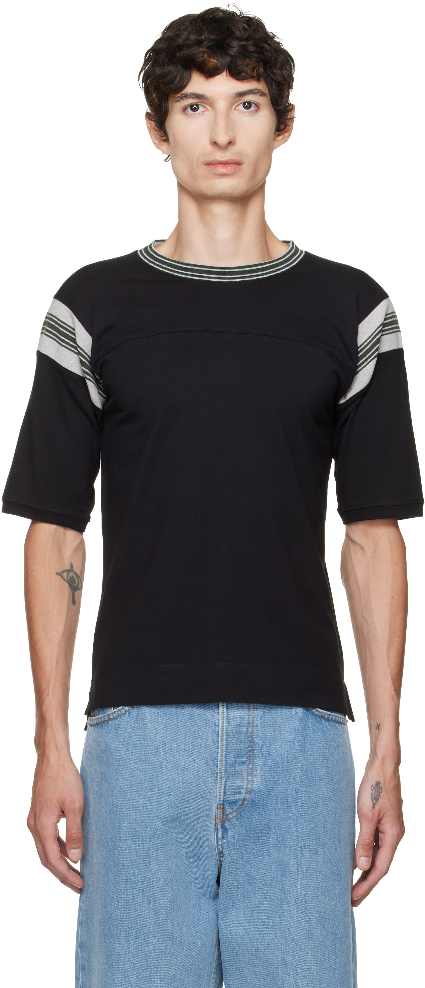 Dries Van Noten: Black Striped T-shirt | SSENSE Canada