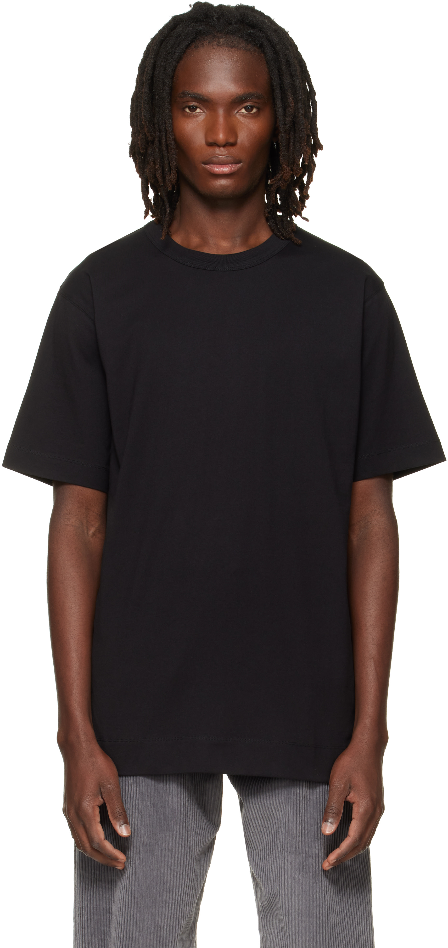 Dries Van Noten: Black Regular Fit Cotton T-shirt | SSENSE Canada