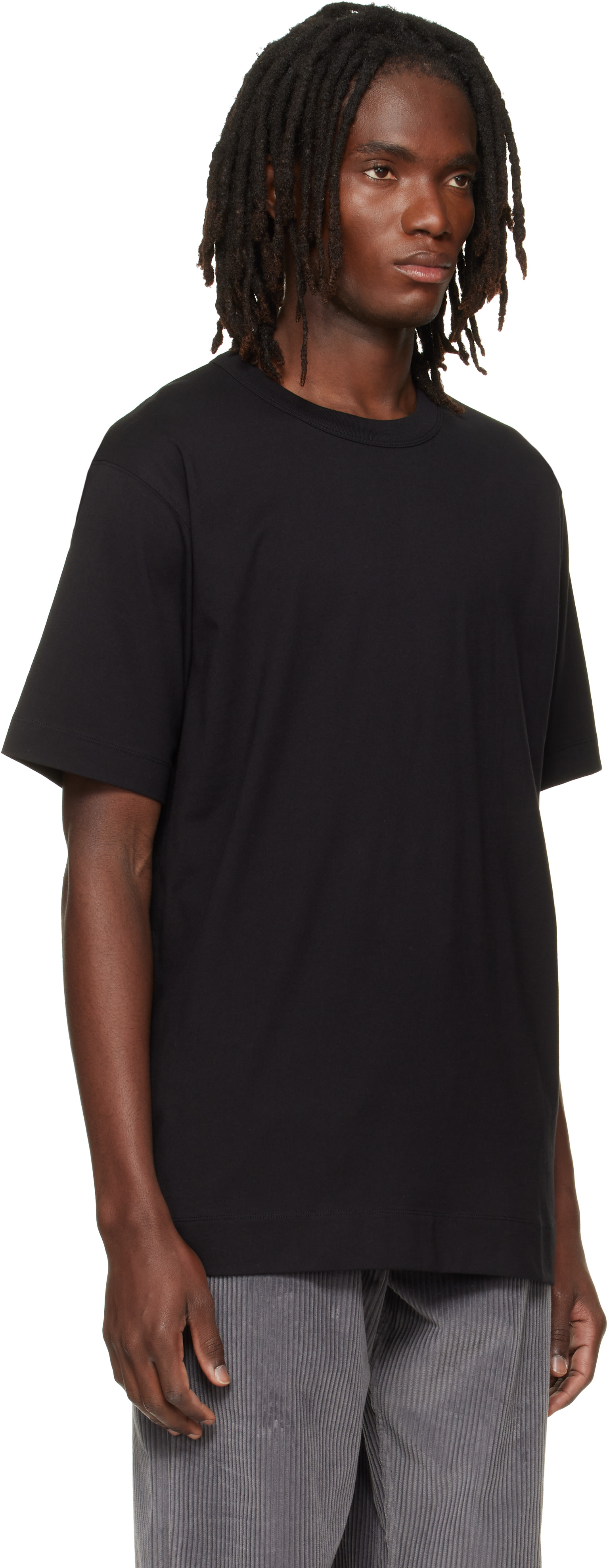 DRIES VAN NOTEN コットン半袖シャツ ブラック　イタリア製 Dries Van Noten: ブラック レギュラーフィット コットン Tシャツ