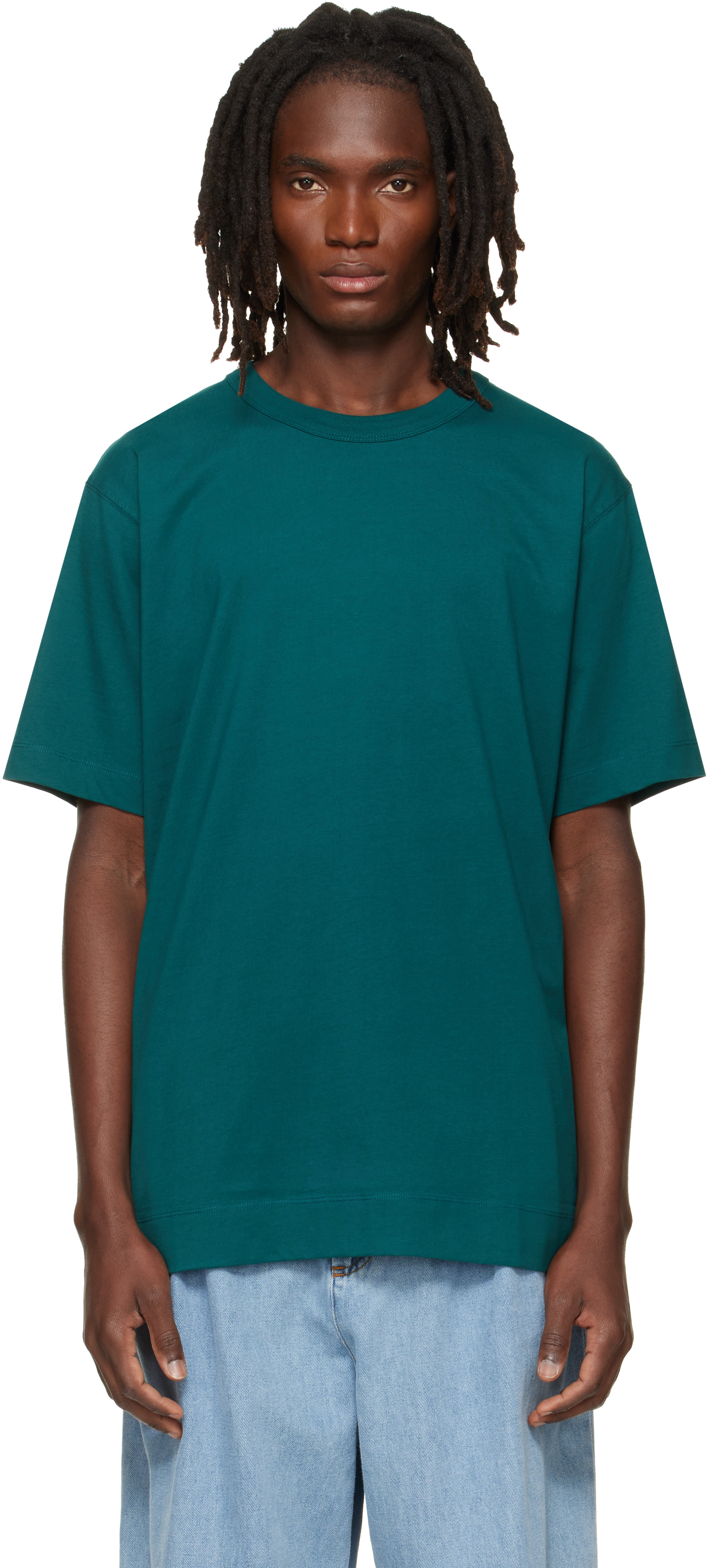 Dries Van Noten: グリーン レギュラーフィット コットン Tシャツ