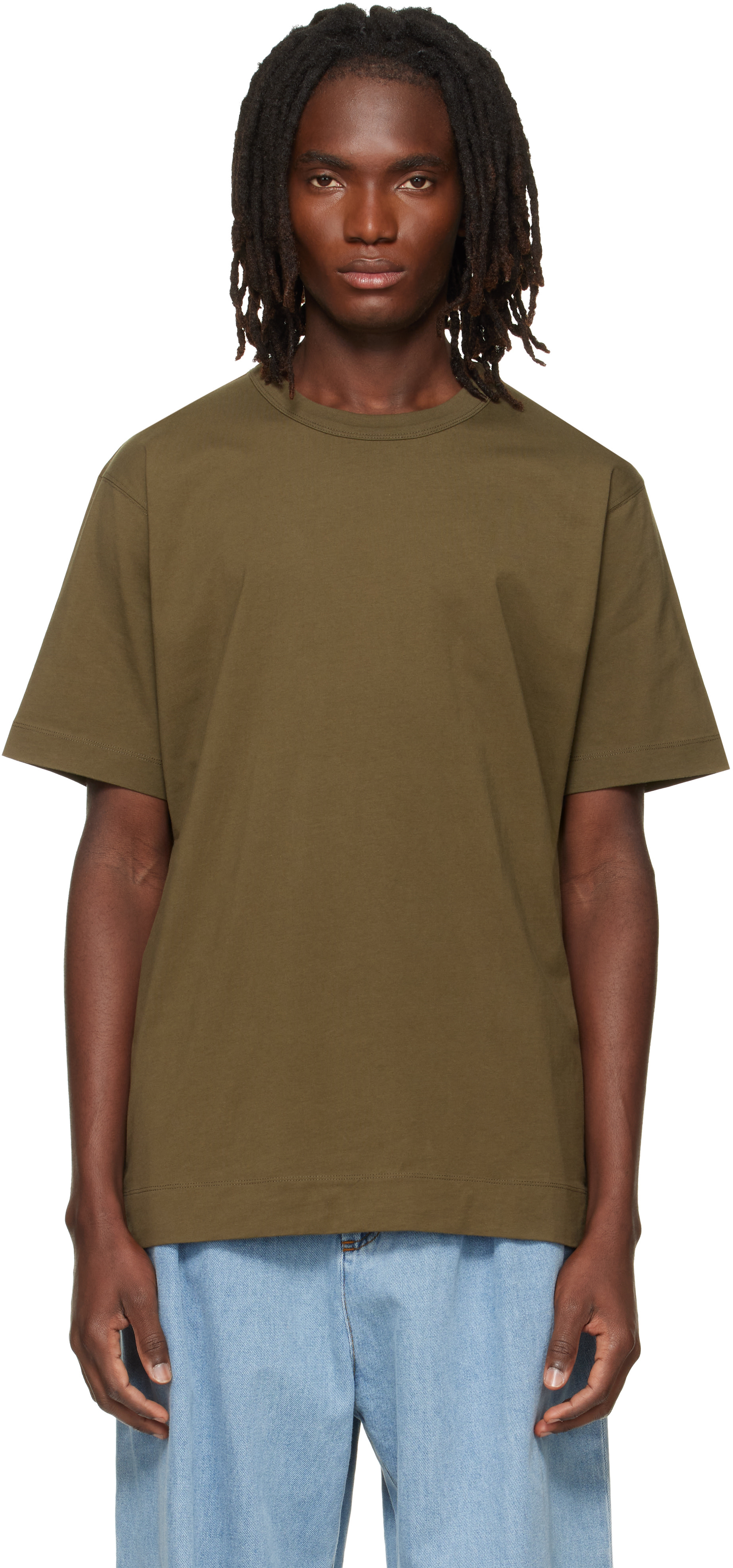 Dries Van Noten: Khaki Regular Fit Cotton T-shirt | SSENSE
