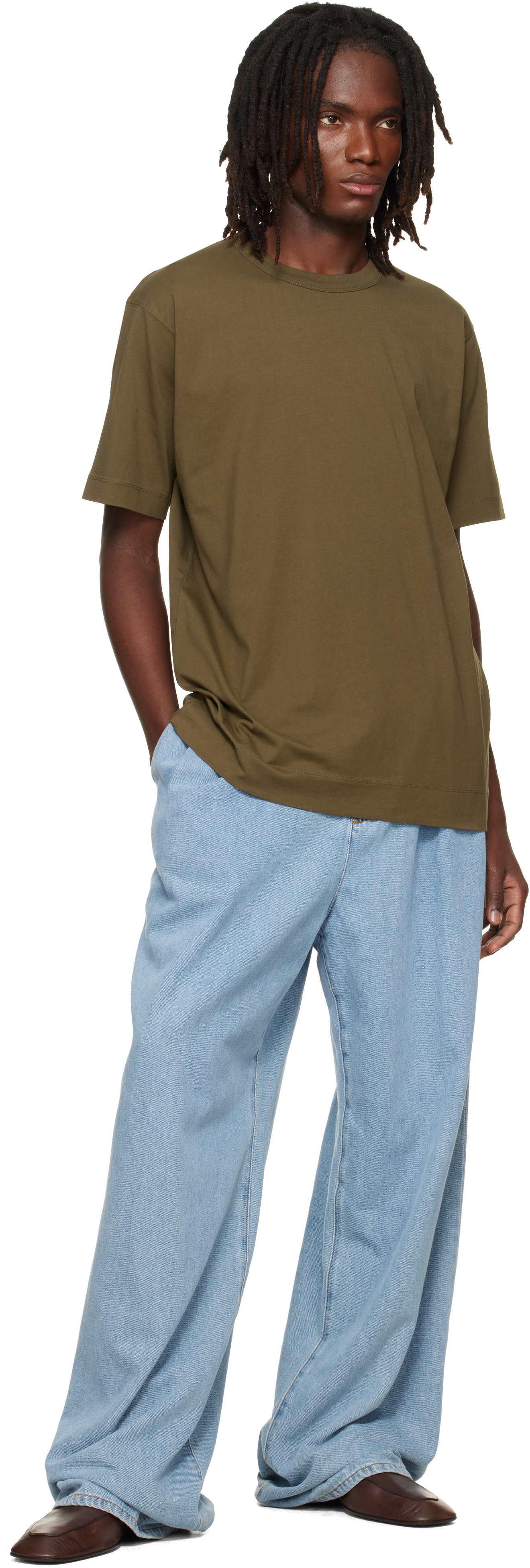 DRIES VAN NOTEN カットソー Dries Van Noten: Khaki Regular Fit Cotton T-shirt | SSENSE