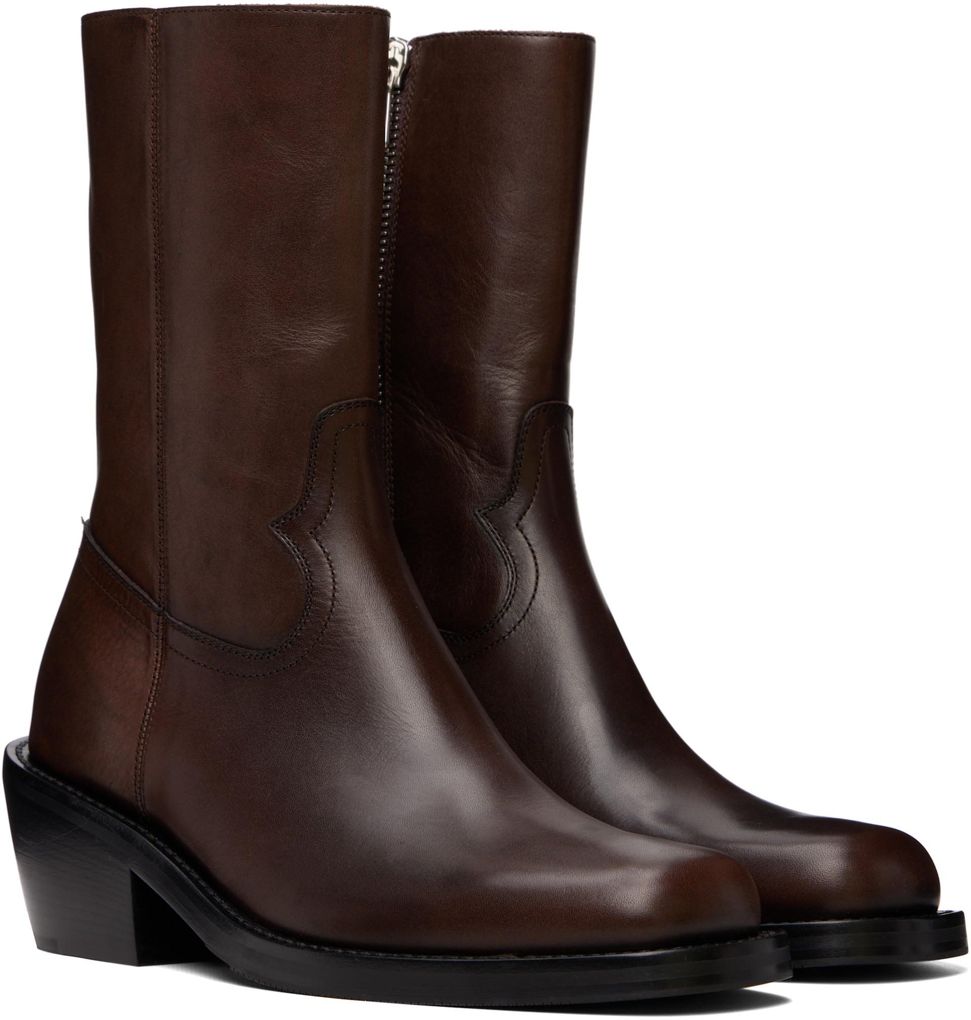 Dries Van Noten - Brown High Leather Boots