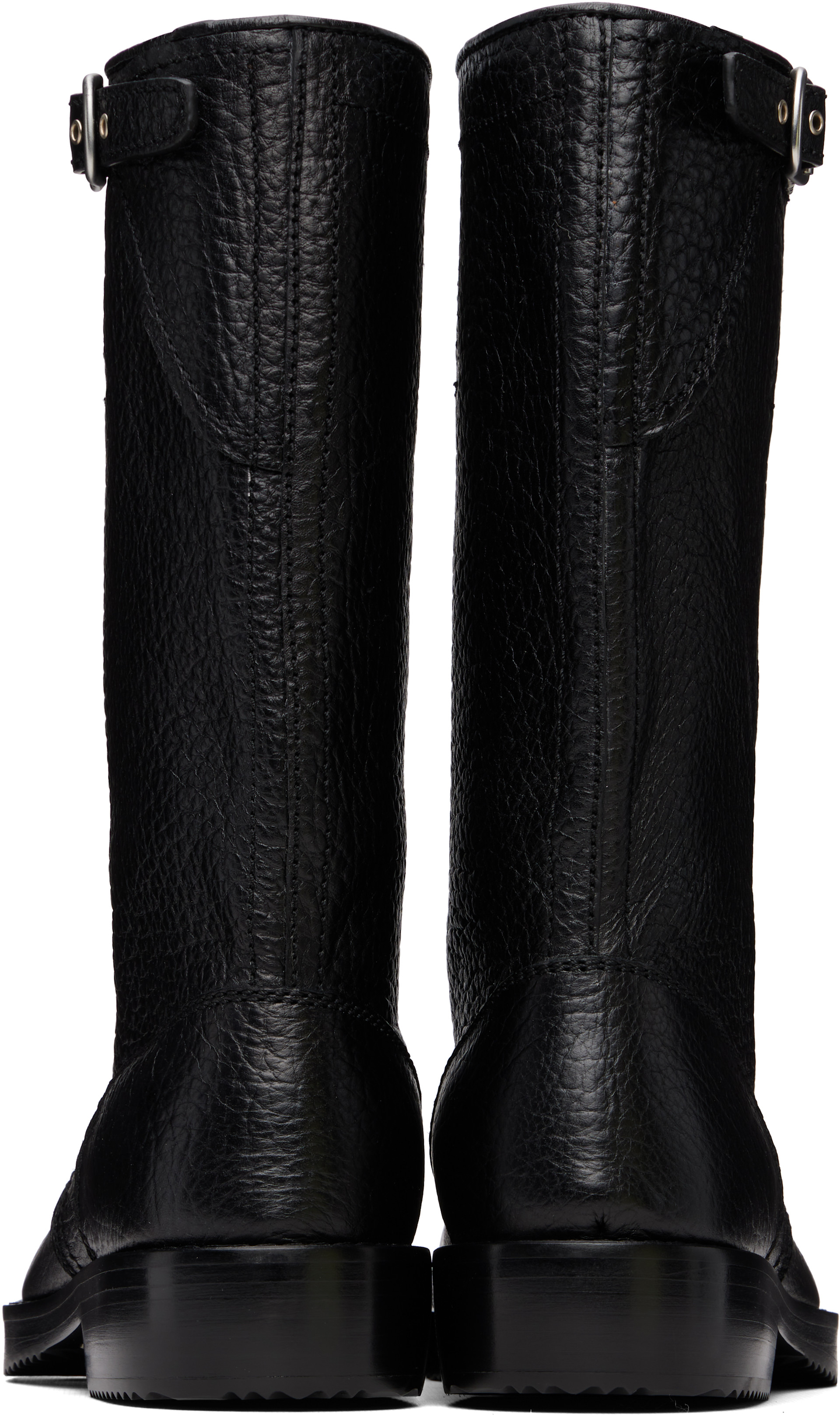 Dries Van Noten - Black Leather Biker Boots