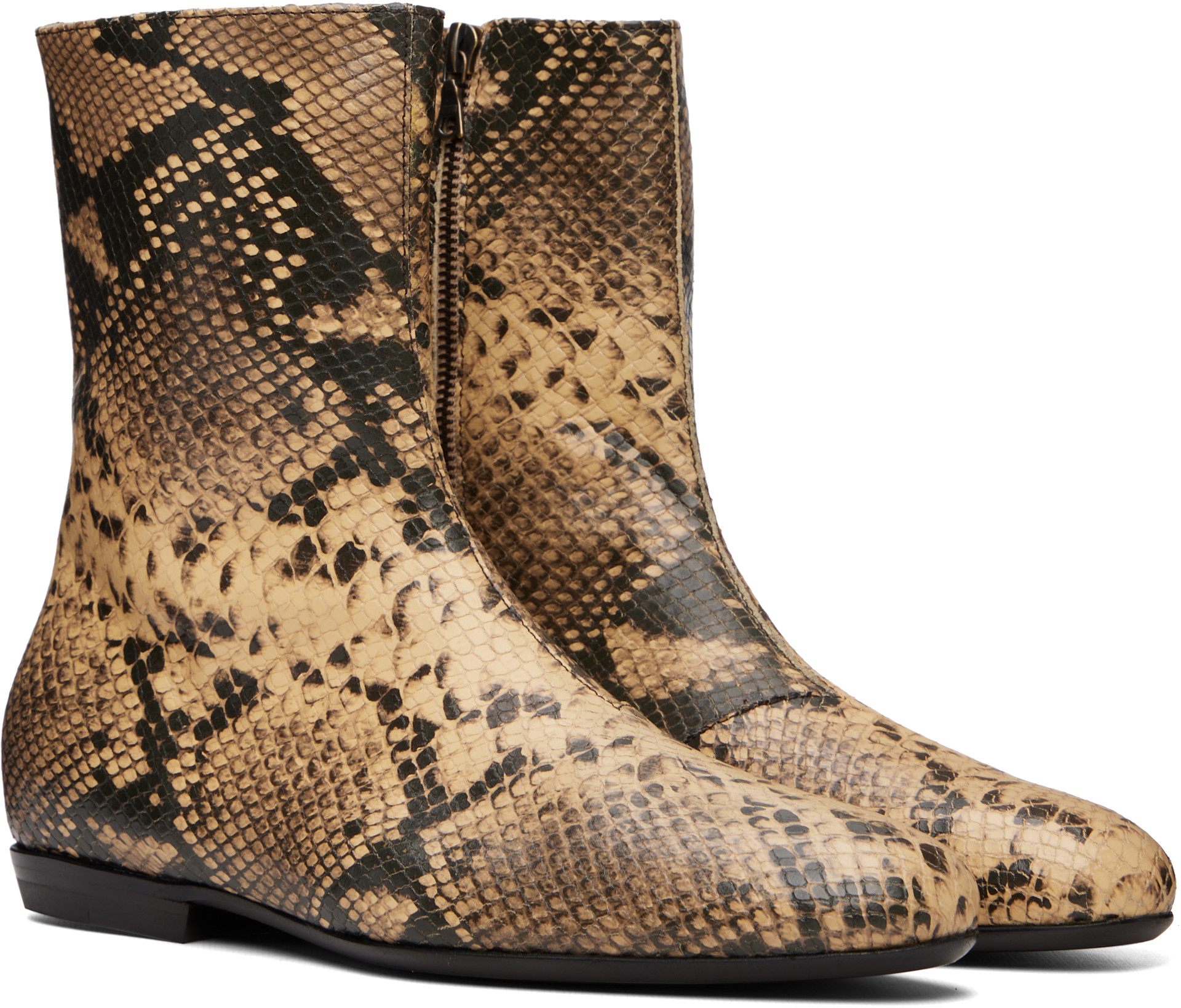 Dries Van Noten - Beige Leather Sock Boots
