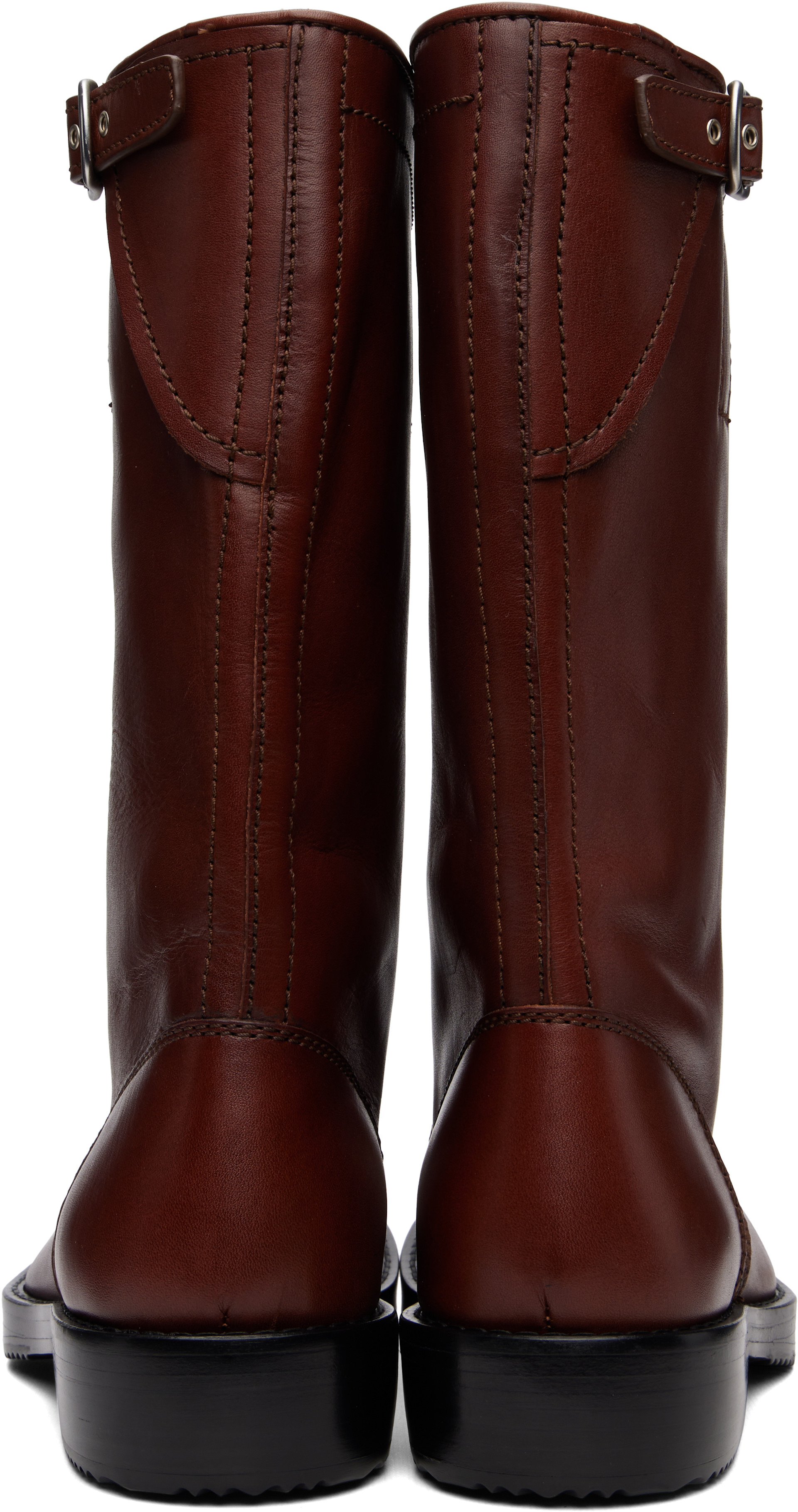 Dries Van Noten - Brown Leather Biker Boots