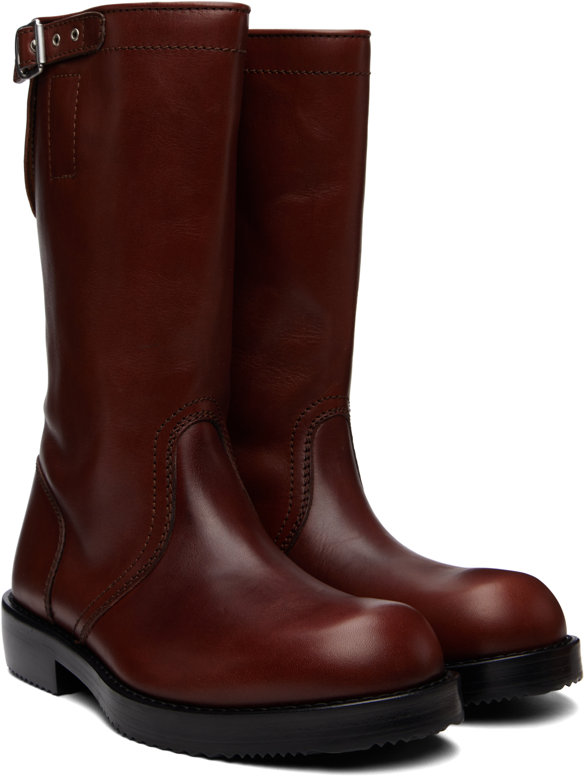 Dries Van Noten - Brown Leather Biker Boots