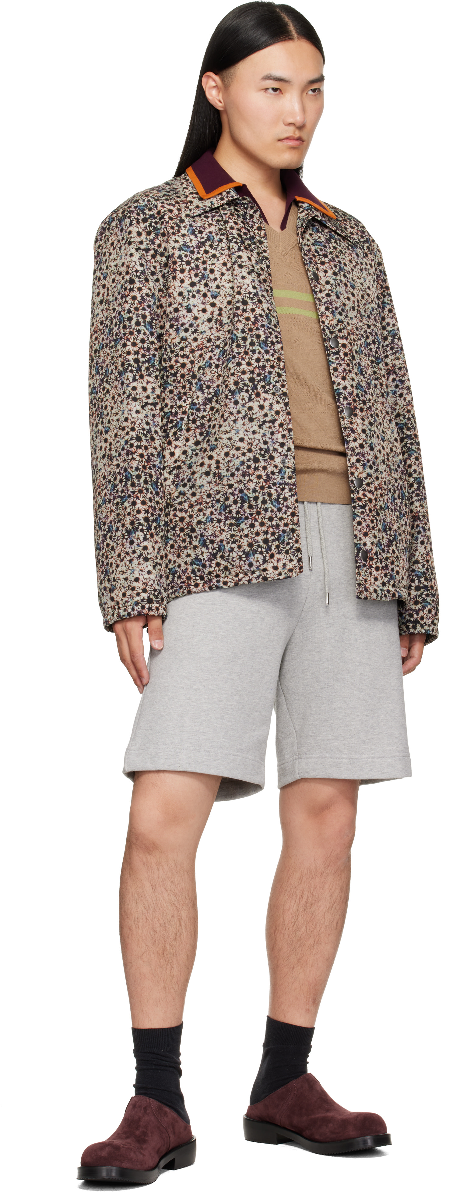 Dries Van Noten: バーガンディ Workwear スエード ミュール