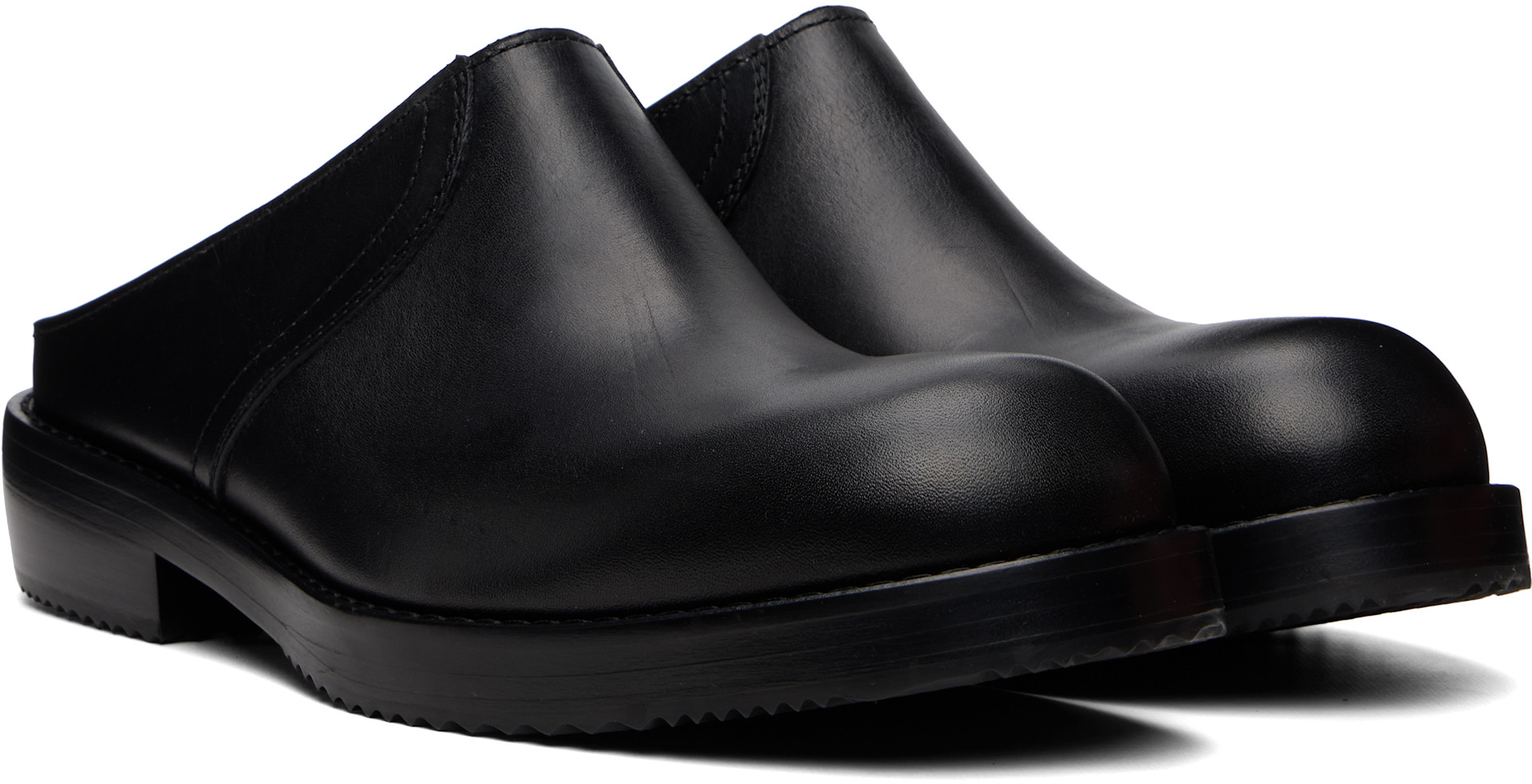 Dries Van Noten: Black Leather Clog Loafers | SSENSE Puerto Rico