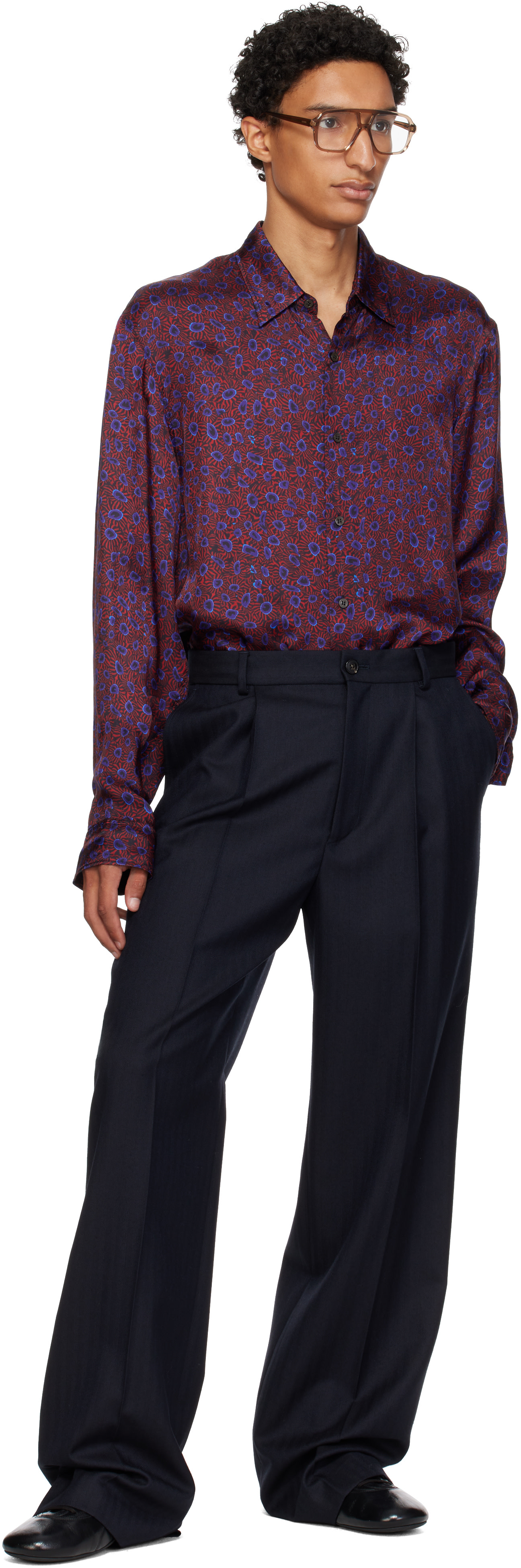 Dries Van Noten - 블랙 가죽 하이탑 스니커즈