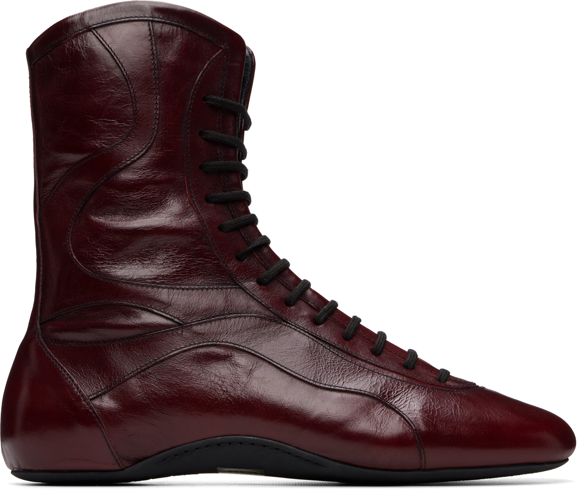 Dries Van Noten: レッド レザー ハイカットスニーカー | SSENSE 日本