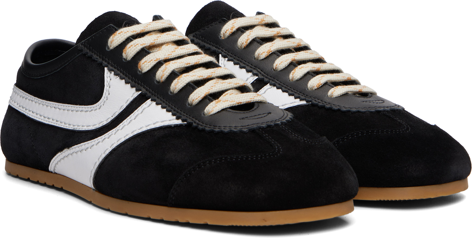 Dries Van Noten: Black & White Suede Sneakers | SSENSE
