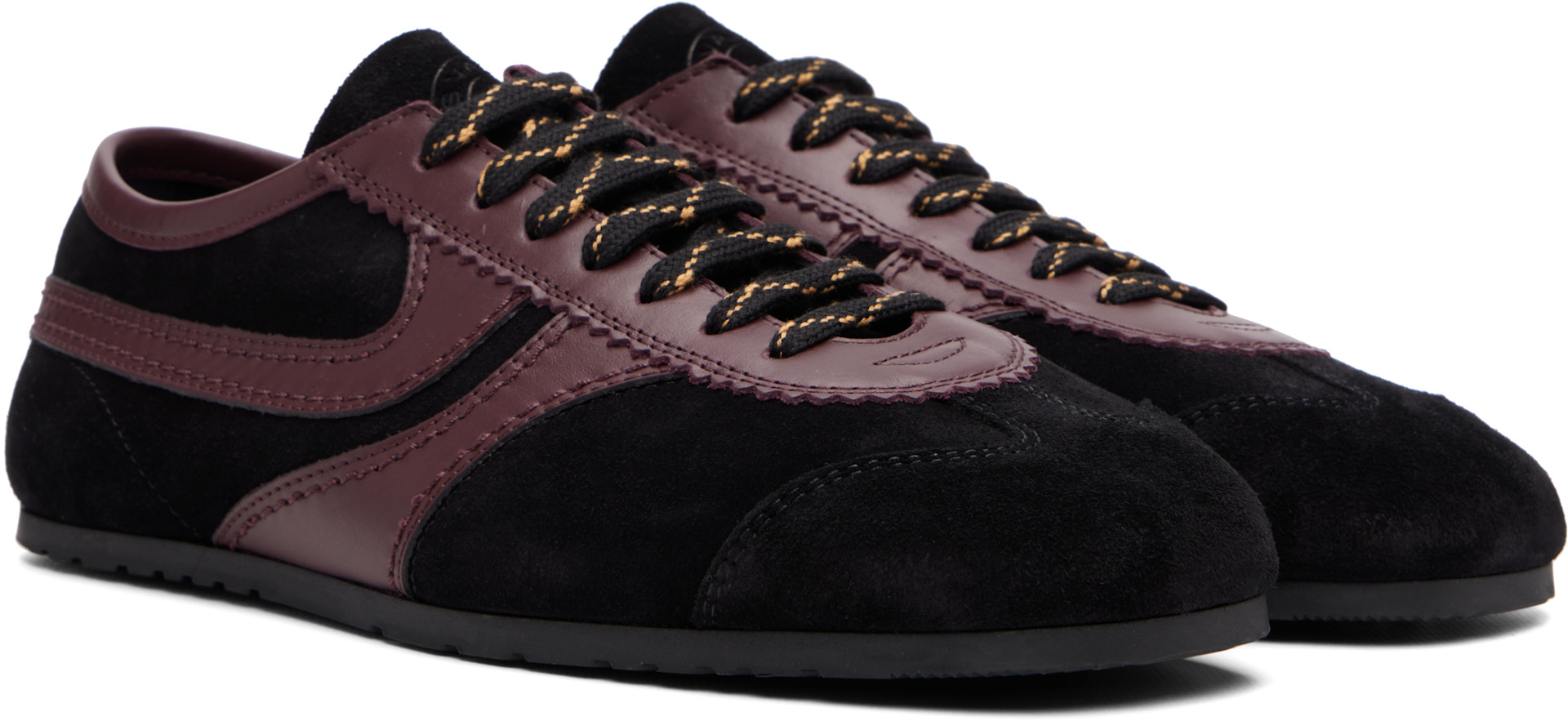 Dries Van Noten: Black & Purple Suede Sneakers | SSENSE